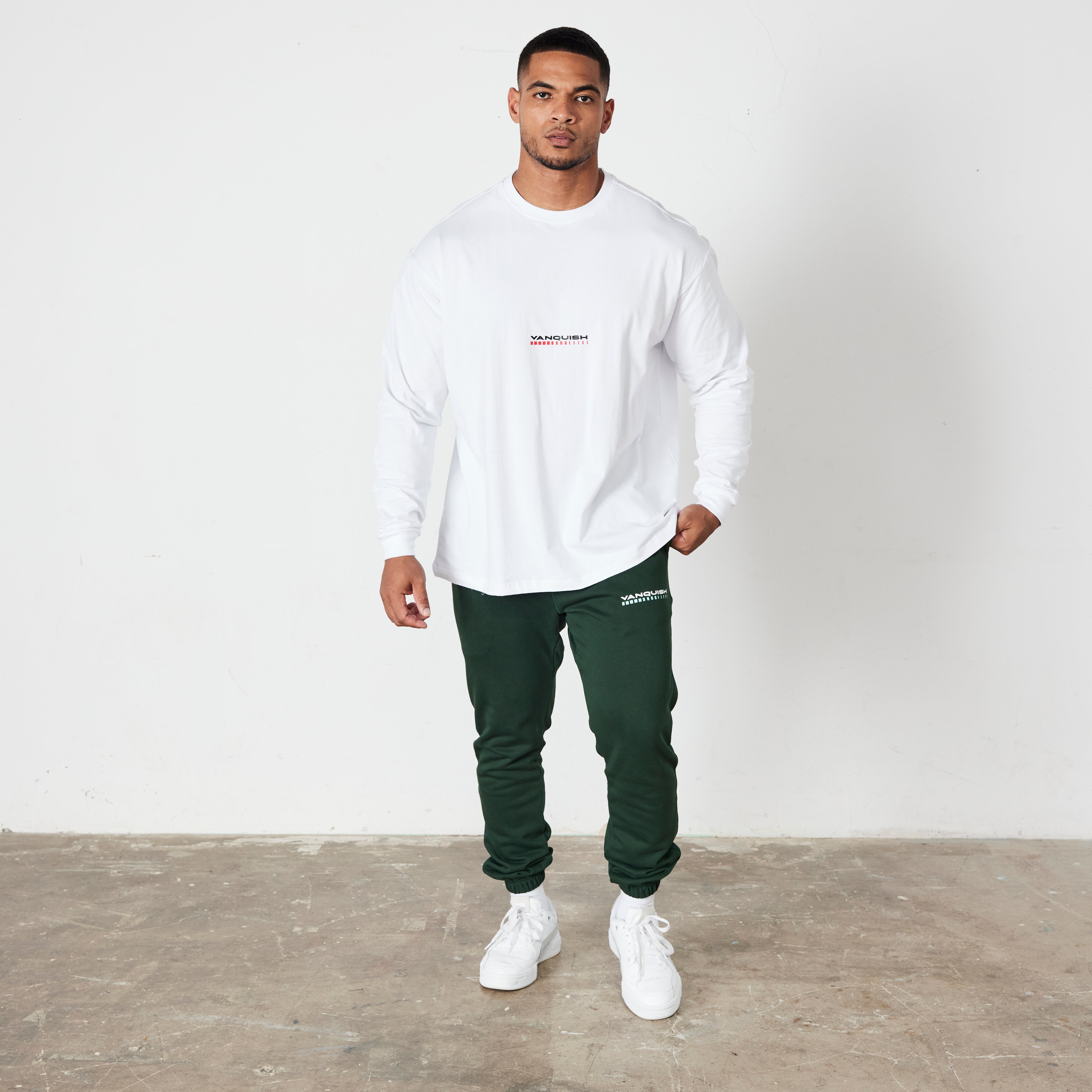 Vanquish White Athletics Division Oversized Long Sleeve T Shirt
