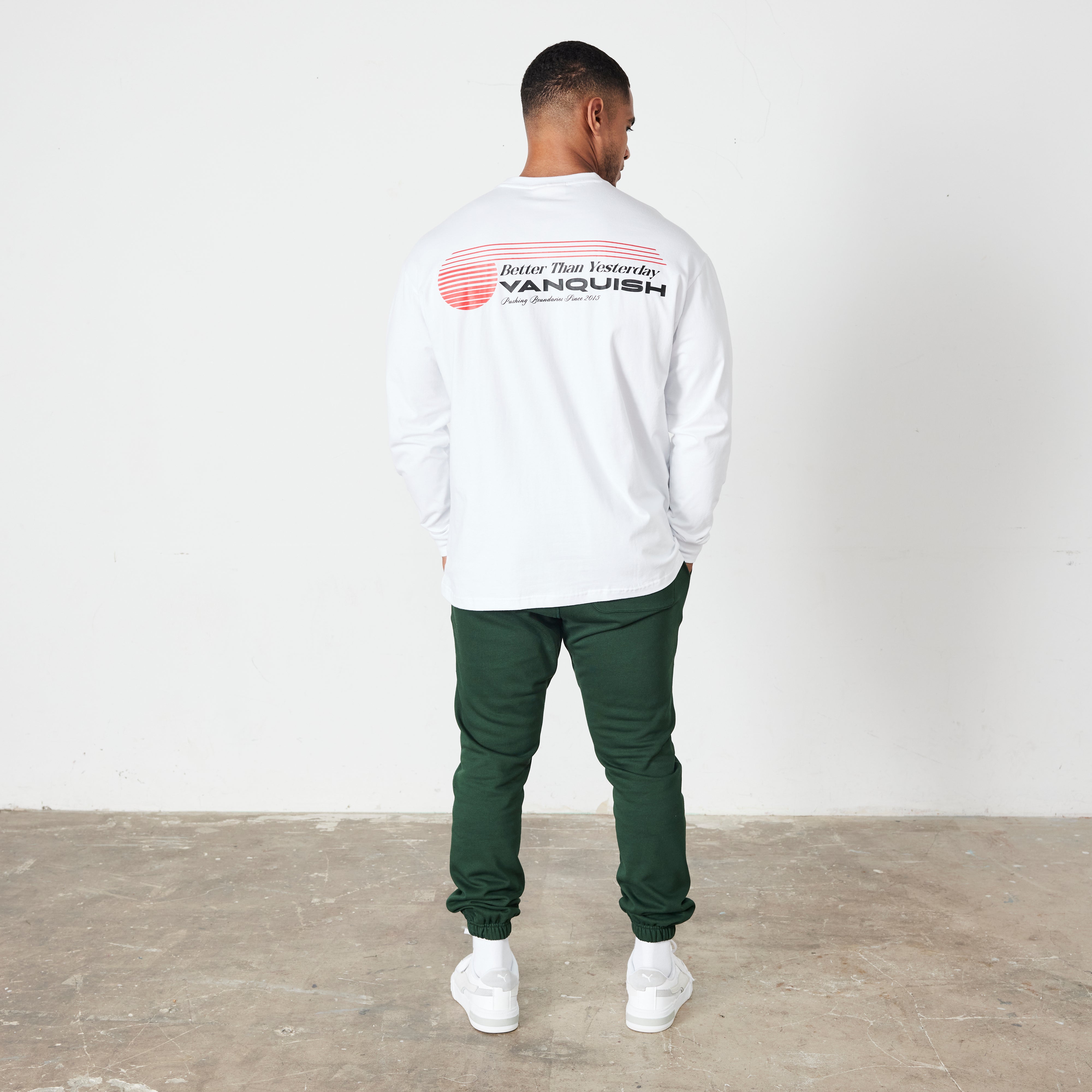 Vanquish White Athletics Division Oversized Long Sleeve T Shirt
