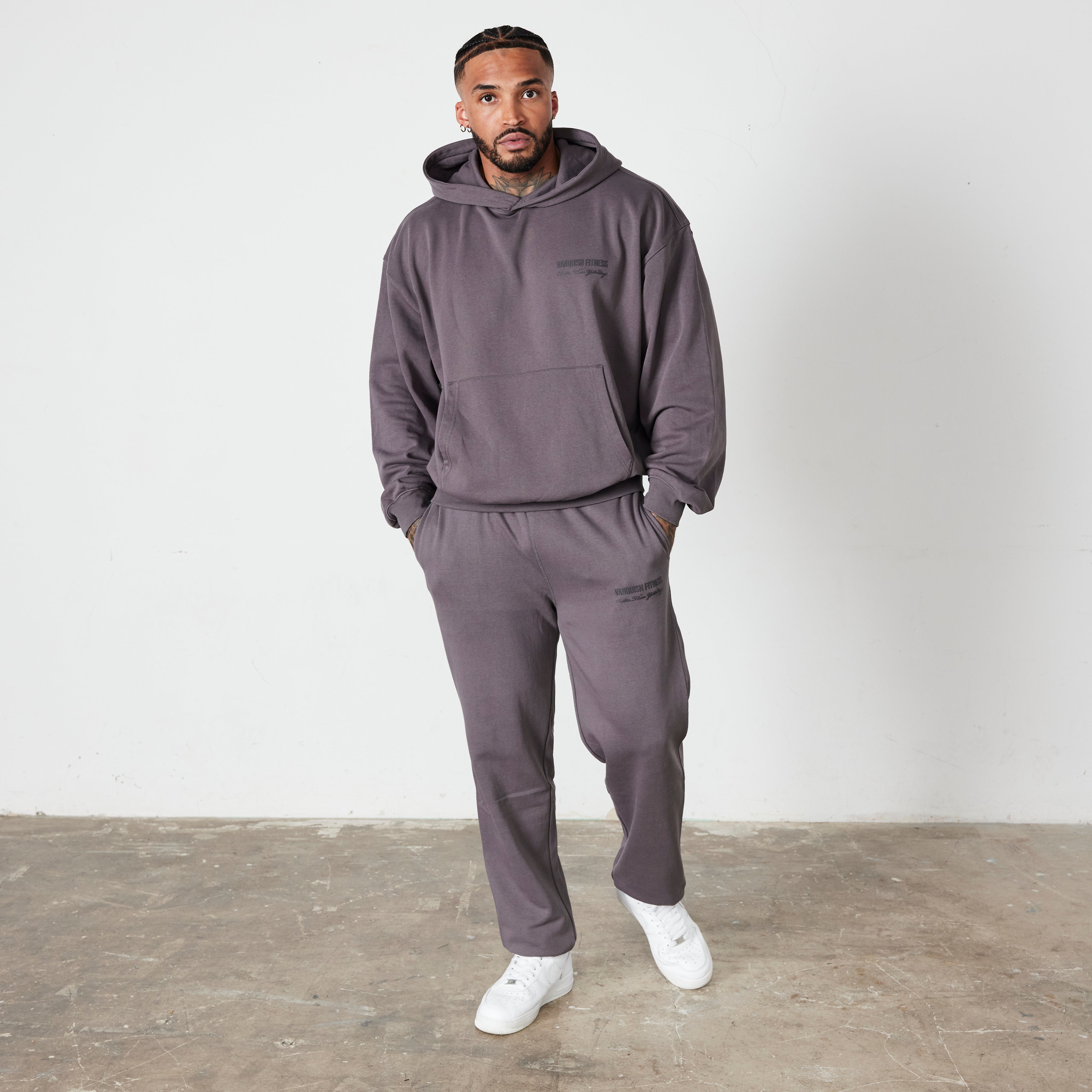 Vanquish Dark Grey Signature Collection Oversized Pullover Hoodie
