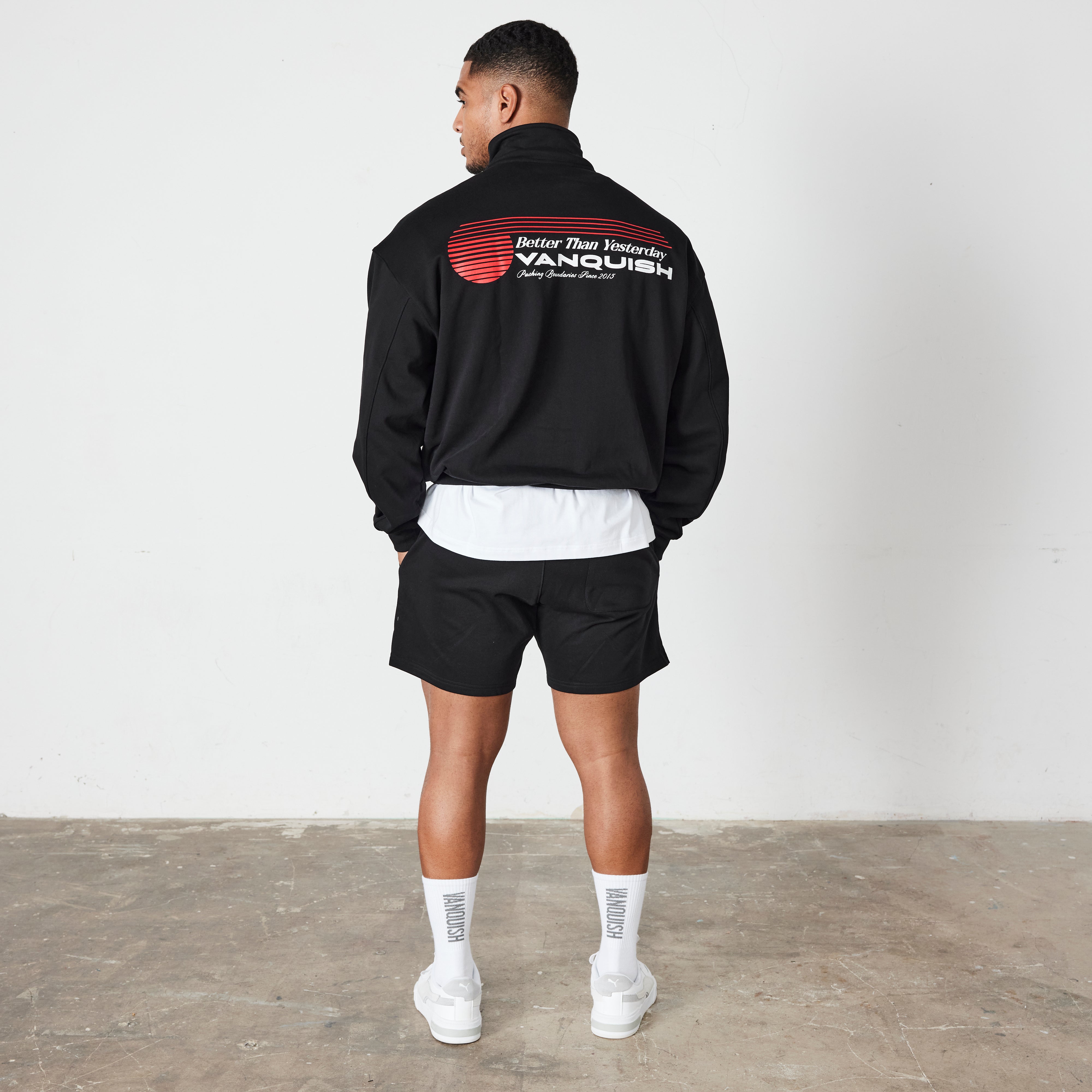 Vanquish Black Athletics Division Quarter Zip Sweater
