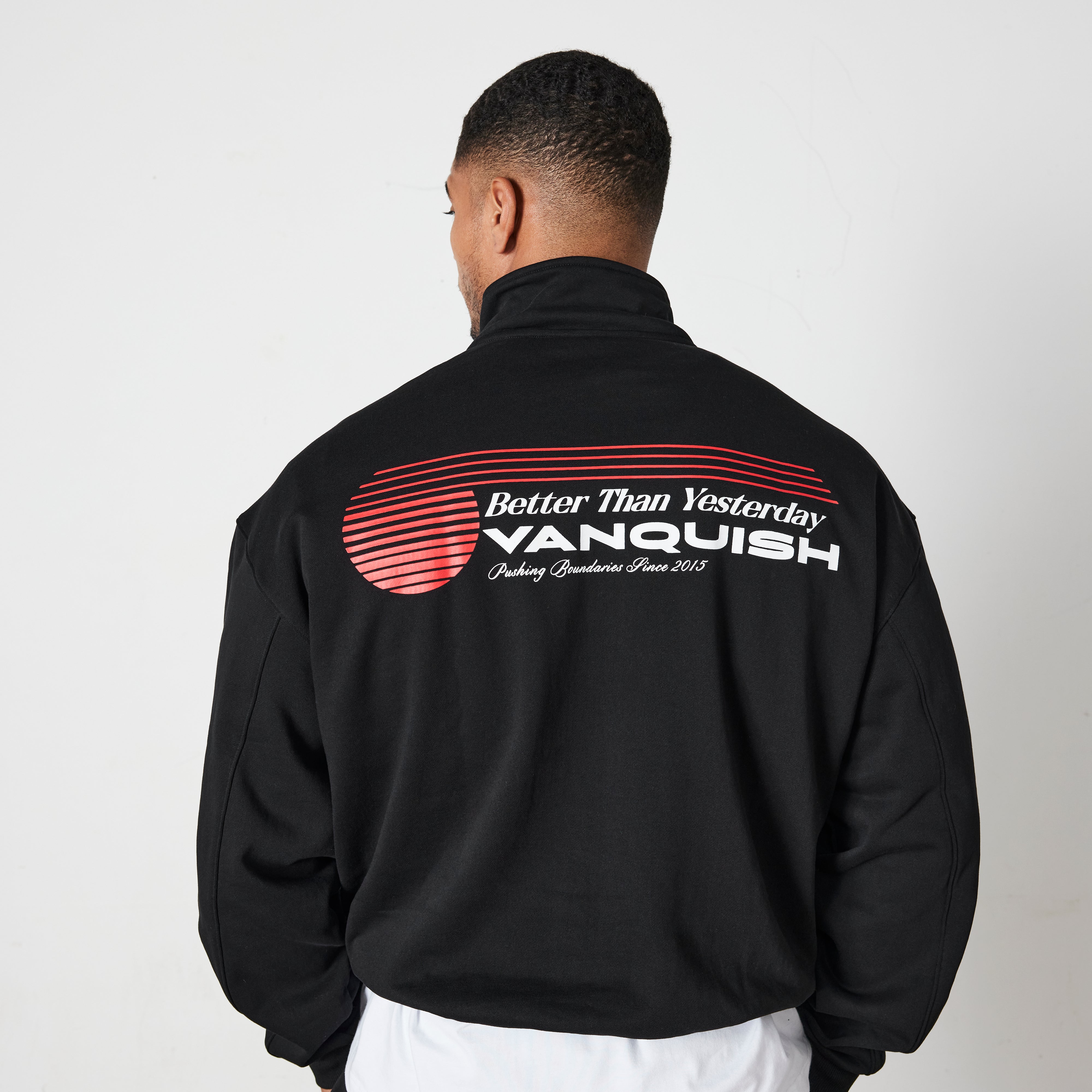 Vanquish Black Athletics Division Quarter Zip Sweater