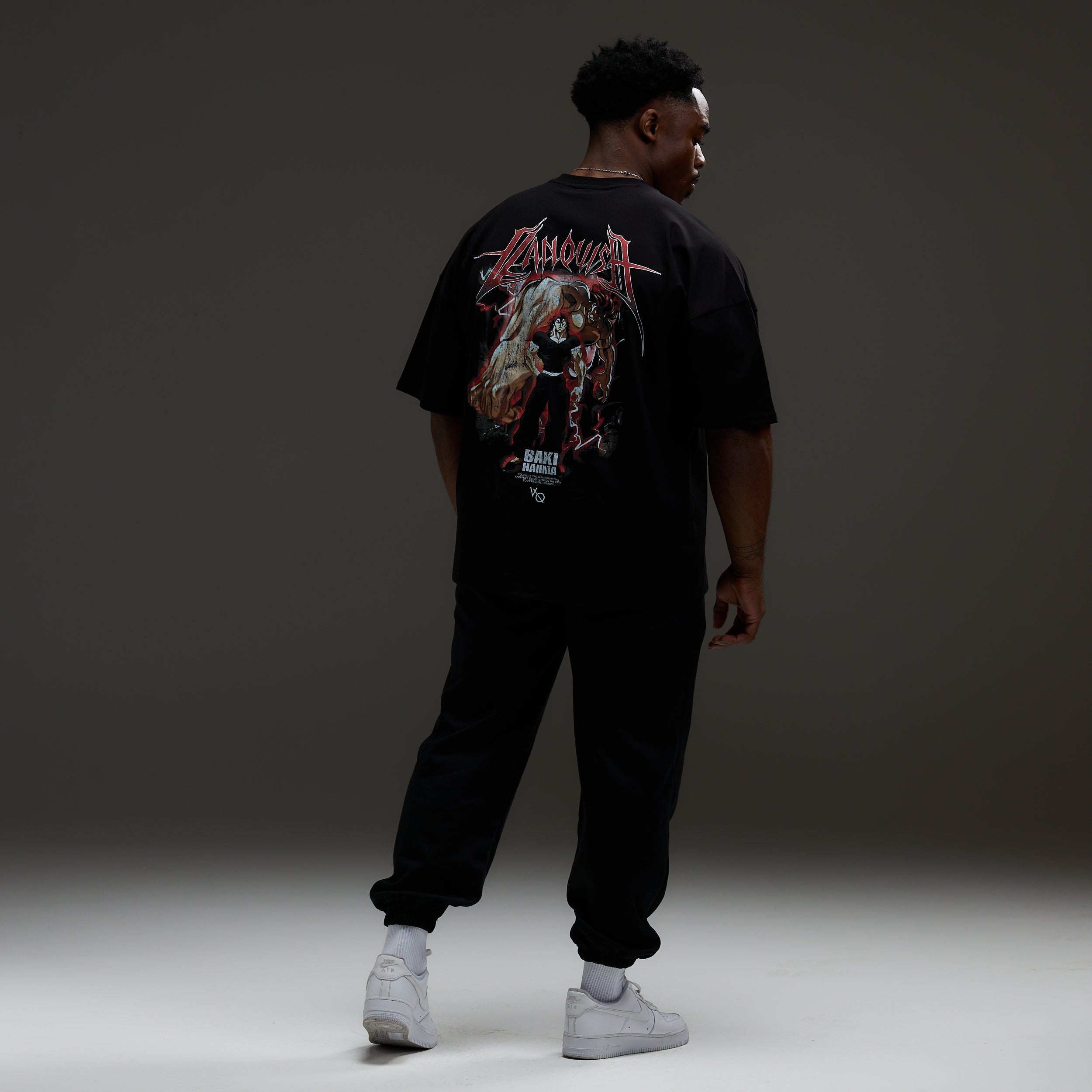 VQ x Baki: Black Yujiro Boxy Oversized T Shirt