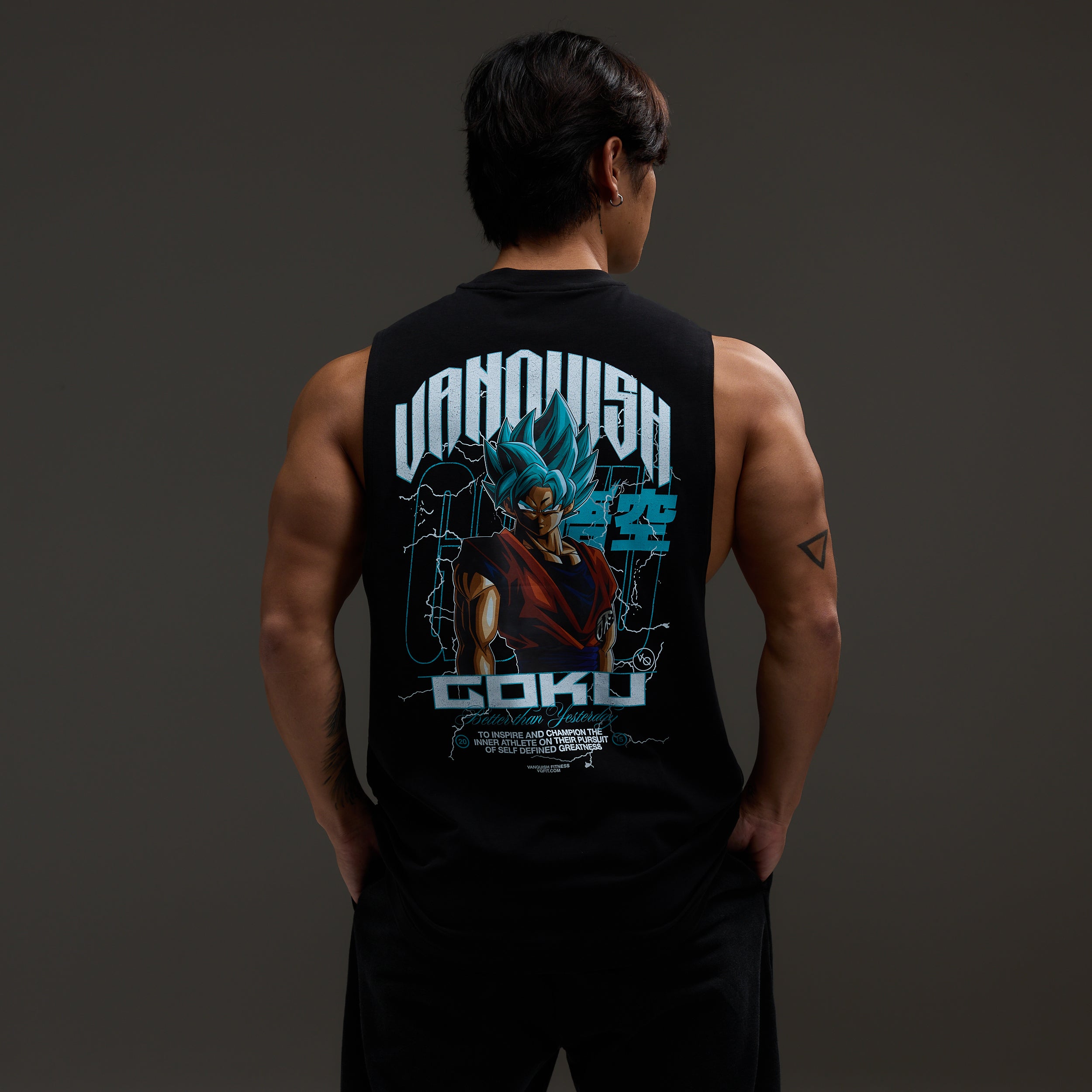 Vanquish DBS Goku SSGSS Black Oversized Sleeveless T Shirt