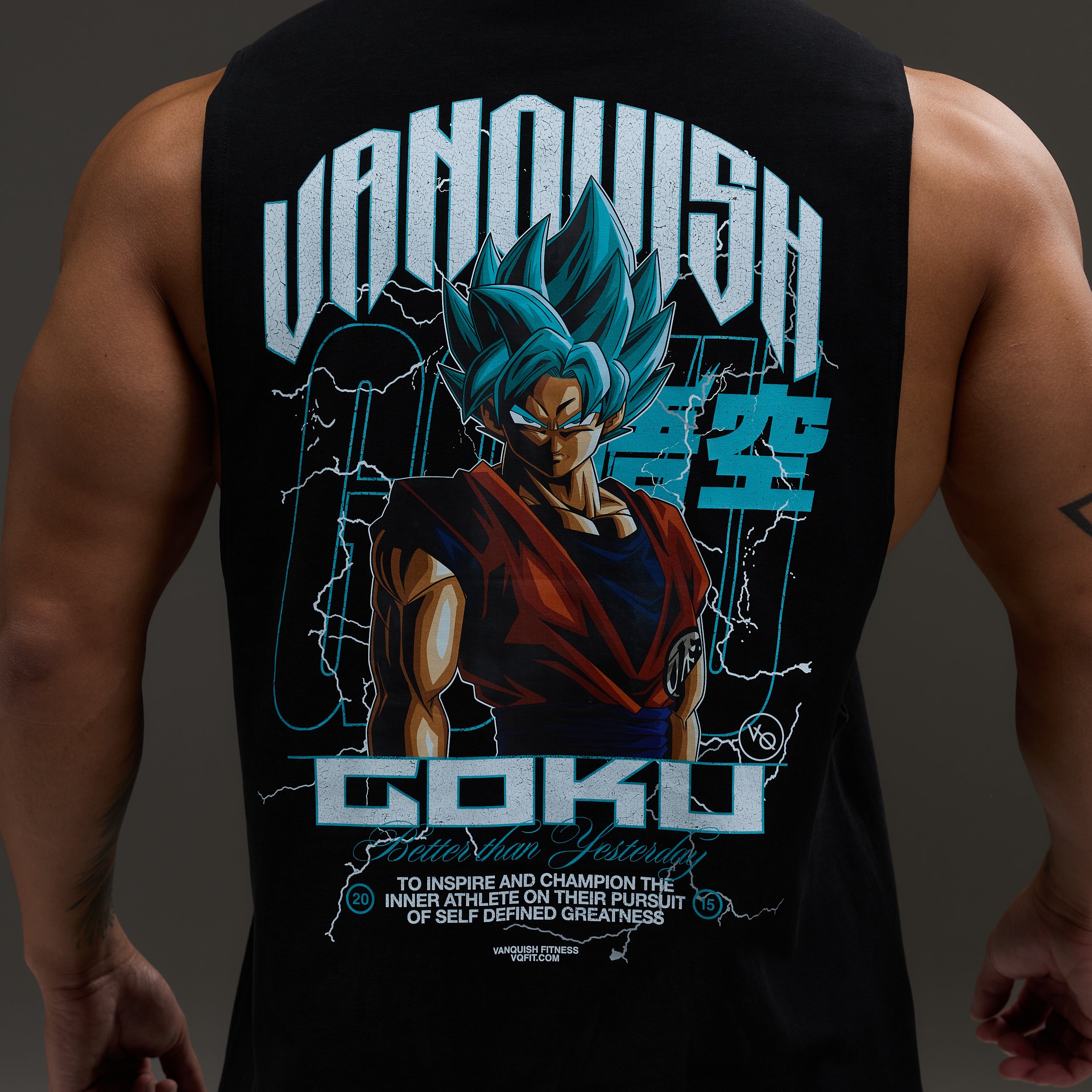 Vanquish DBS Goku SSGSS Black Oversized Sleeveless T Shirt
