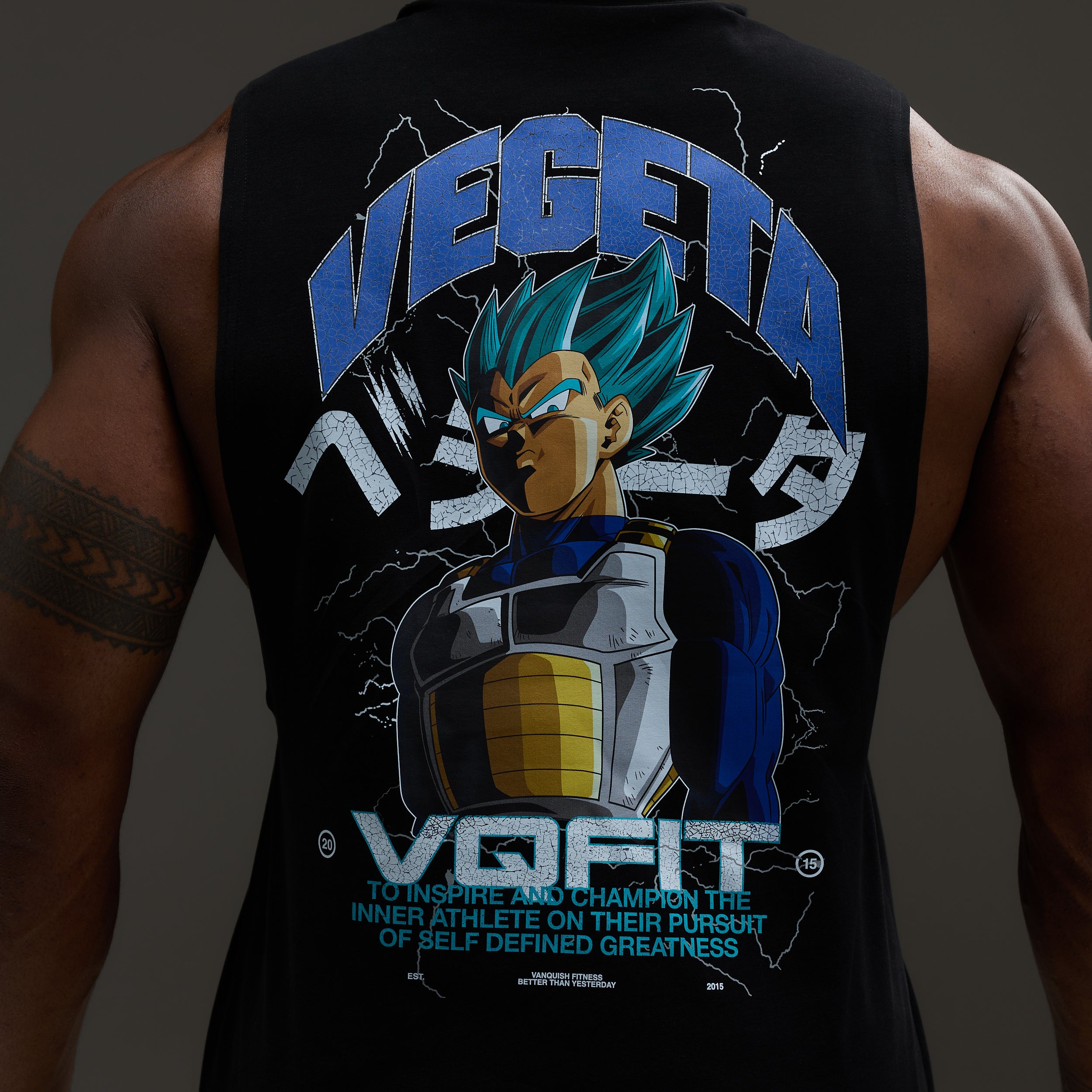 Vanquish DBS Vegeta SSGSS Black Oversized Sleeveless T Shirt