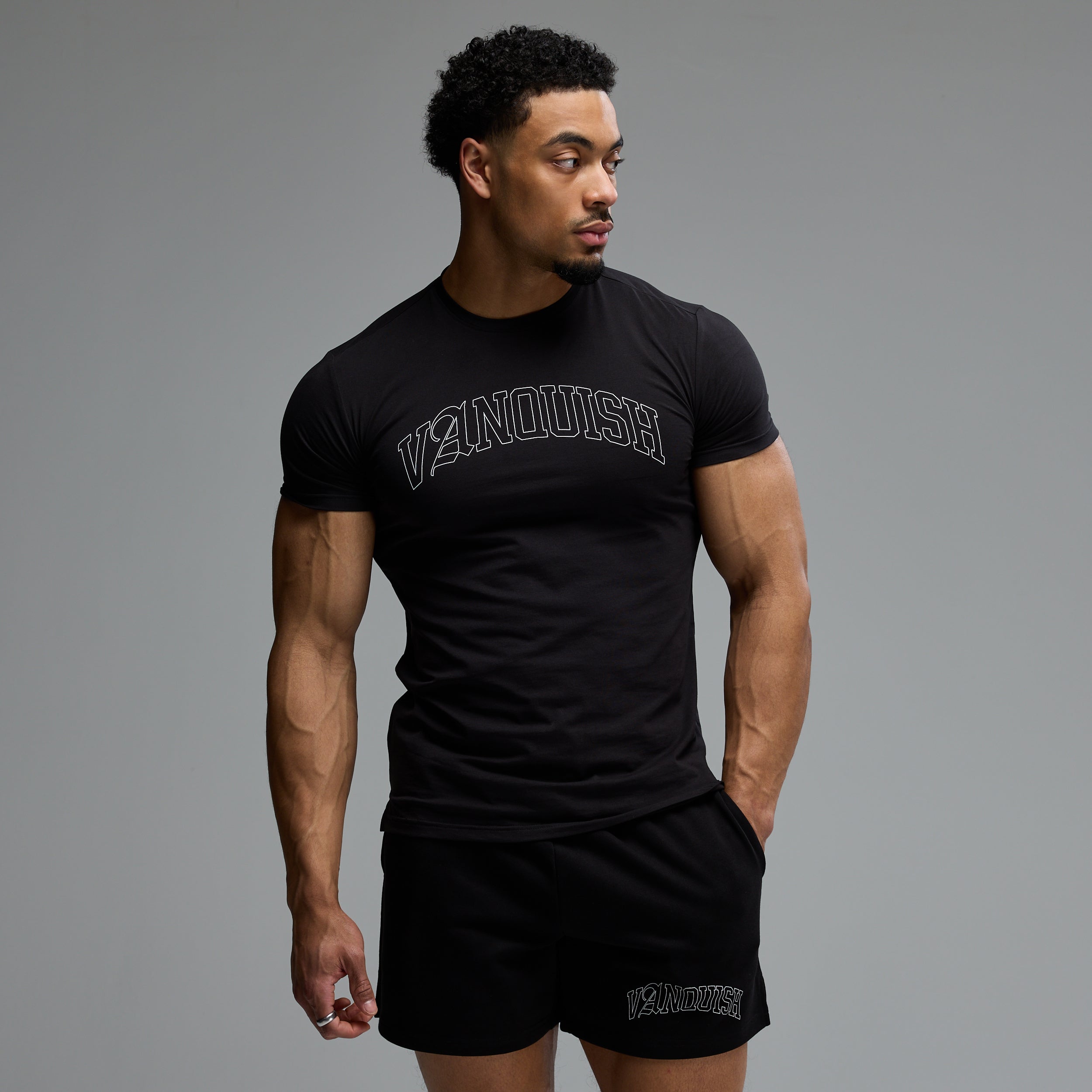 ACADEMY OUTLINE BLACK SLIM FIT T SHIRT
