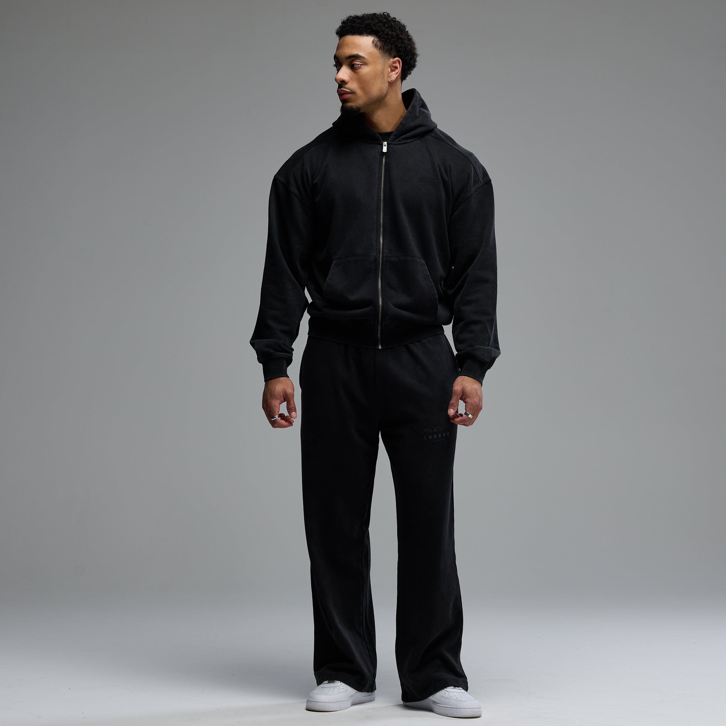 GRAFFITI WASHED BLACK ZIP HOODIE