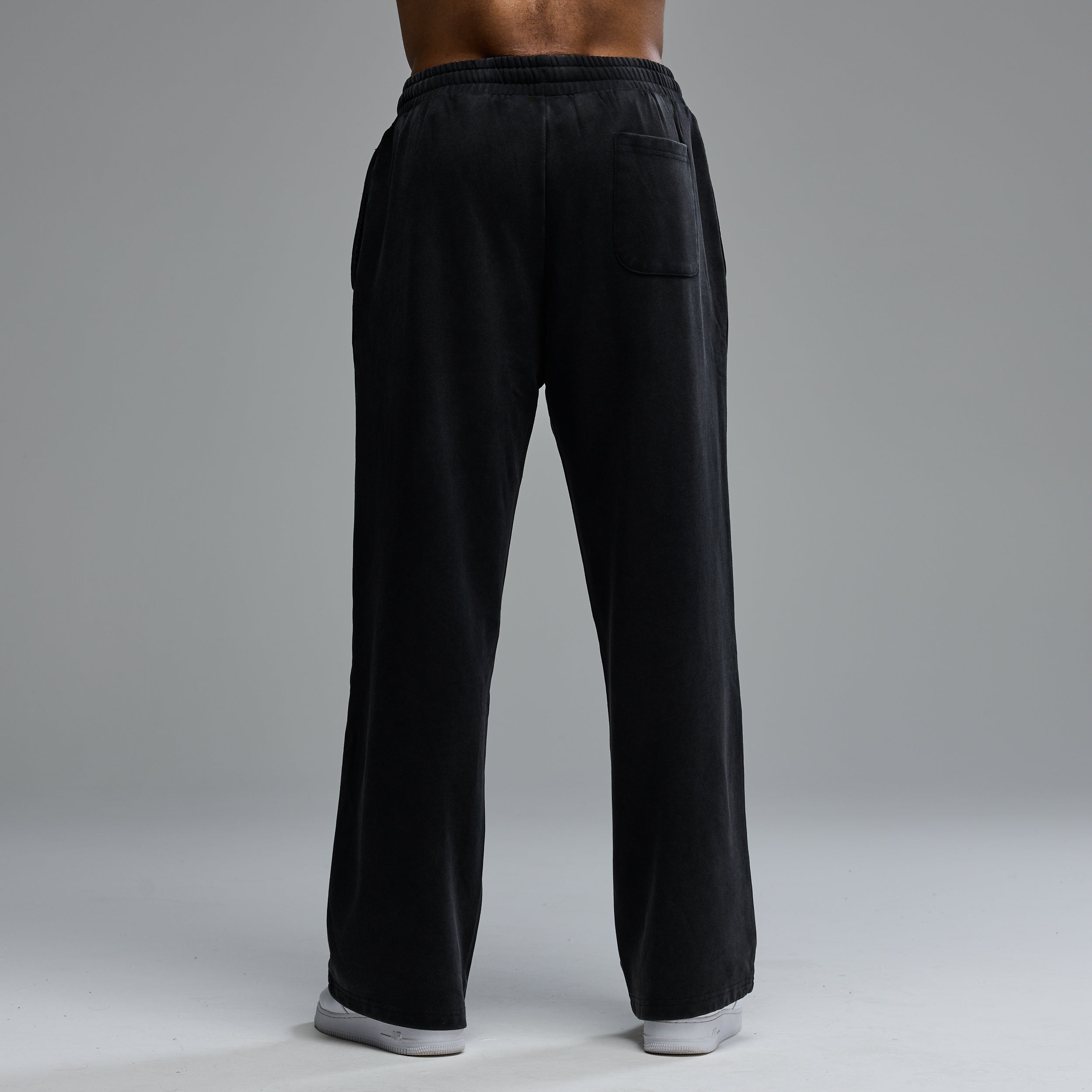 GRAFFITI WASHED BLACK STRAIGHT LEG SWEATPANTS