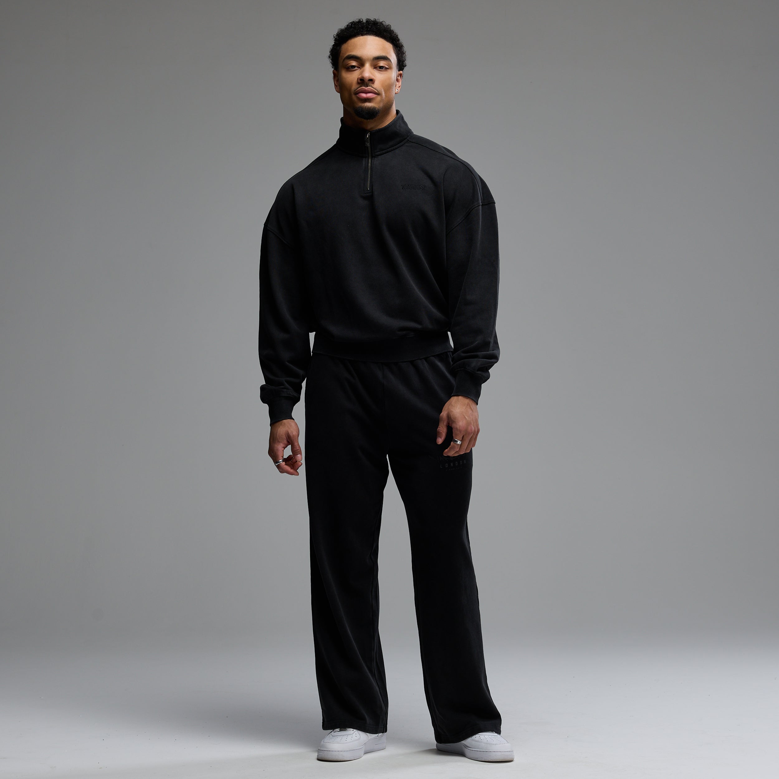 GRAFFITI WASHED BLACK STRAIGHT LEG SWEATPANTS