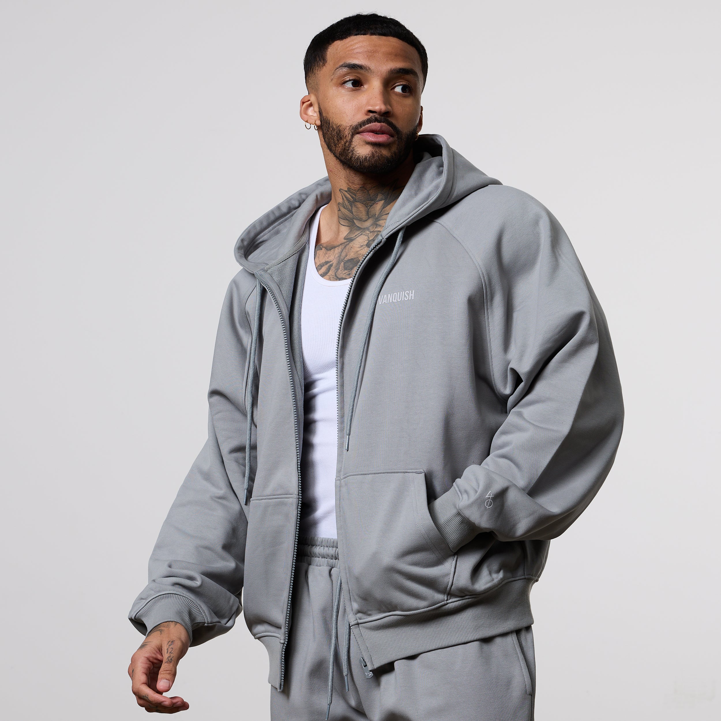 Vanquish Essential Steel Grey Oversized Boxy Hoodie