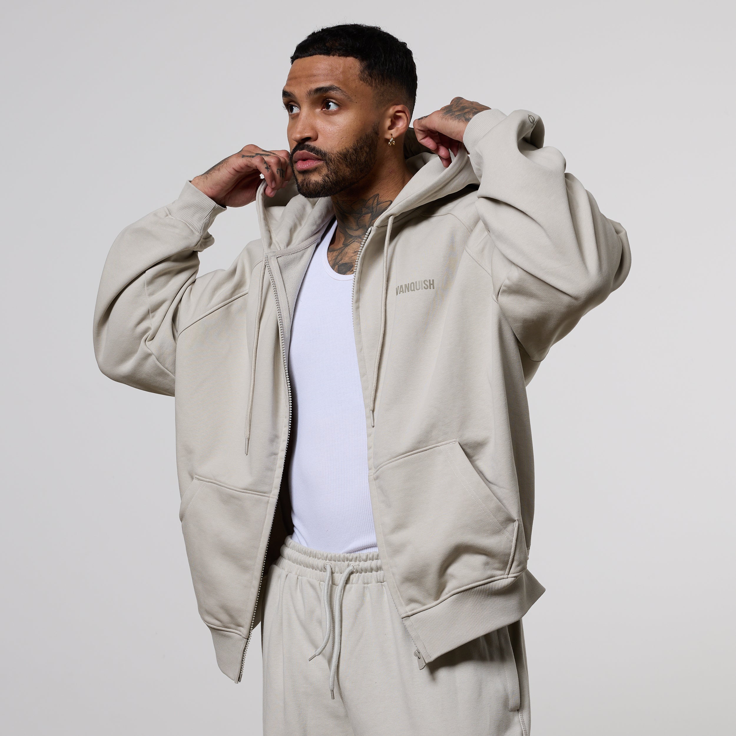 Vanquish Essential Stone Oversized Boxy Hoodie