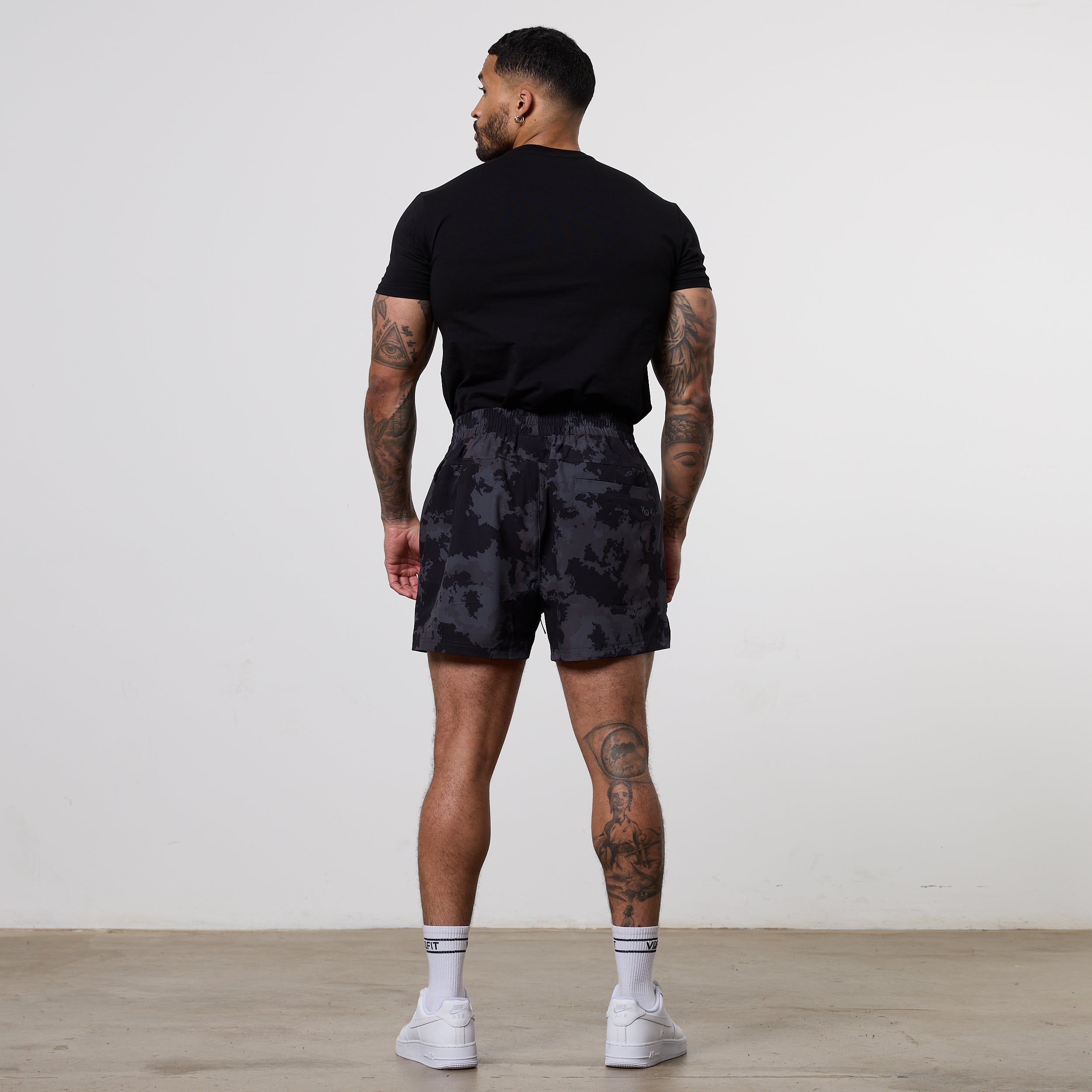 Vanquish Utility Black Camo 4" Shorts