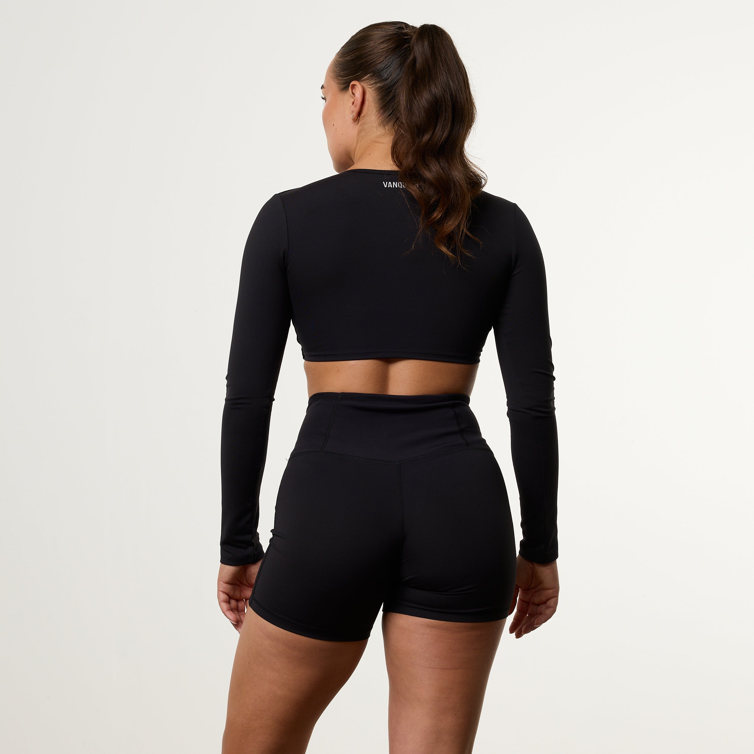 Enhance V2 Black Long Sleeve Twist Front Top