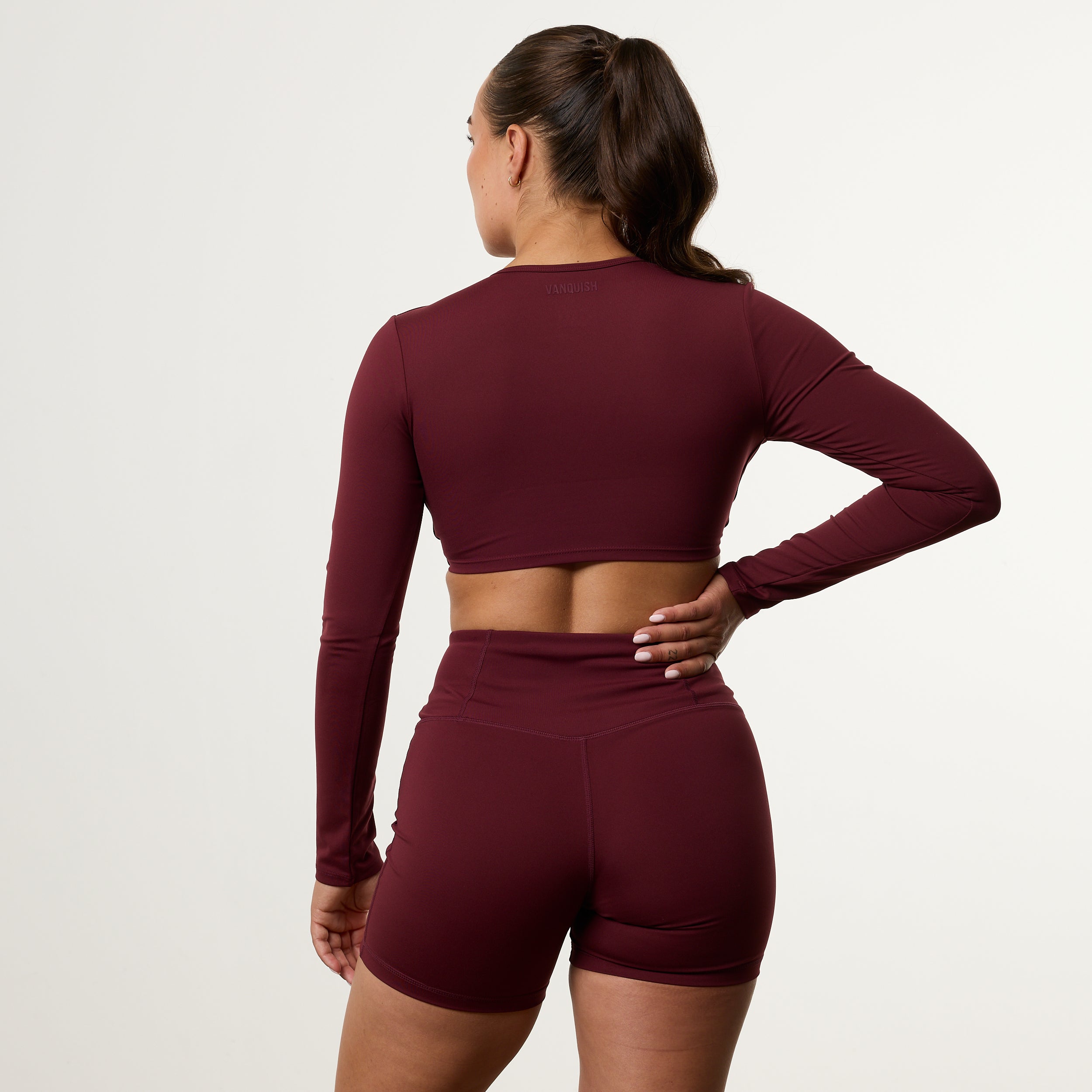 Enhance V2 Liqueor Red Long Sleeve Twist Front Top