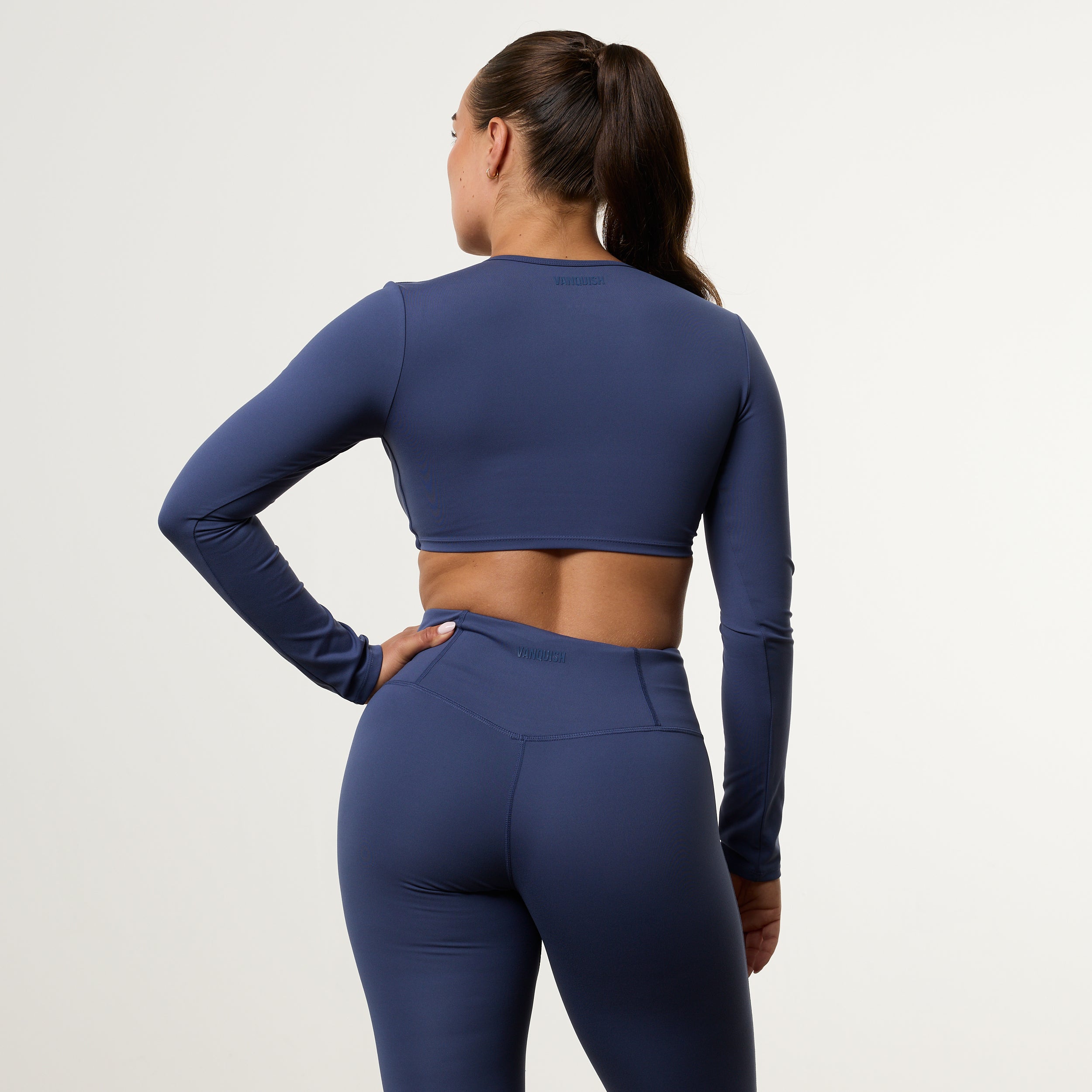 Enhance V2 Dusk Blue Long Sleeve Twist Front Top