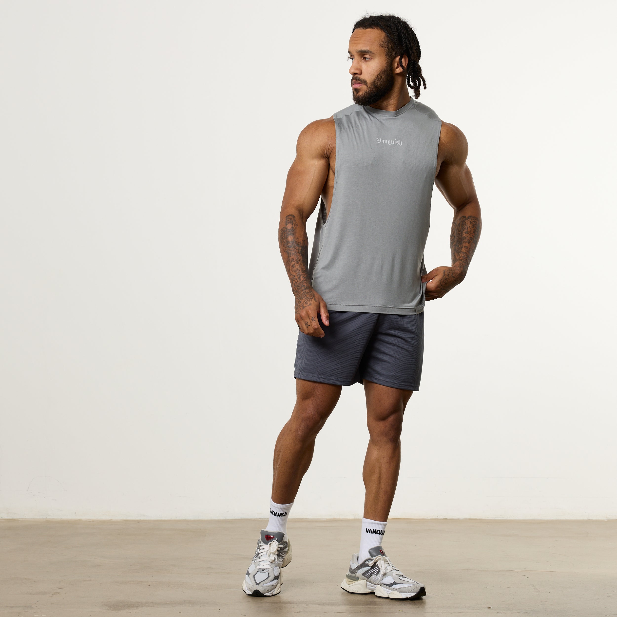 Vanquish Ultra Soft Steel Grey Oversized Sleeveless T Shirt