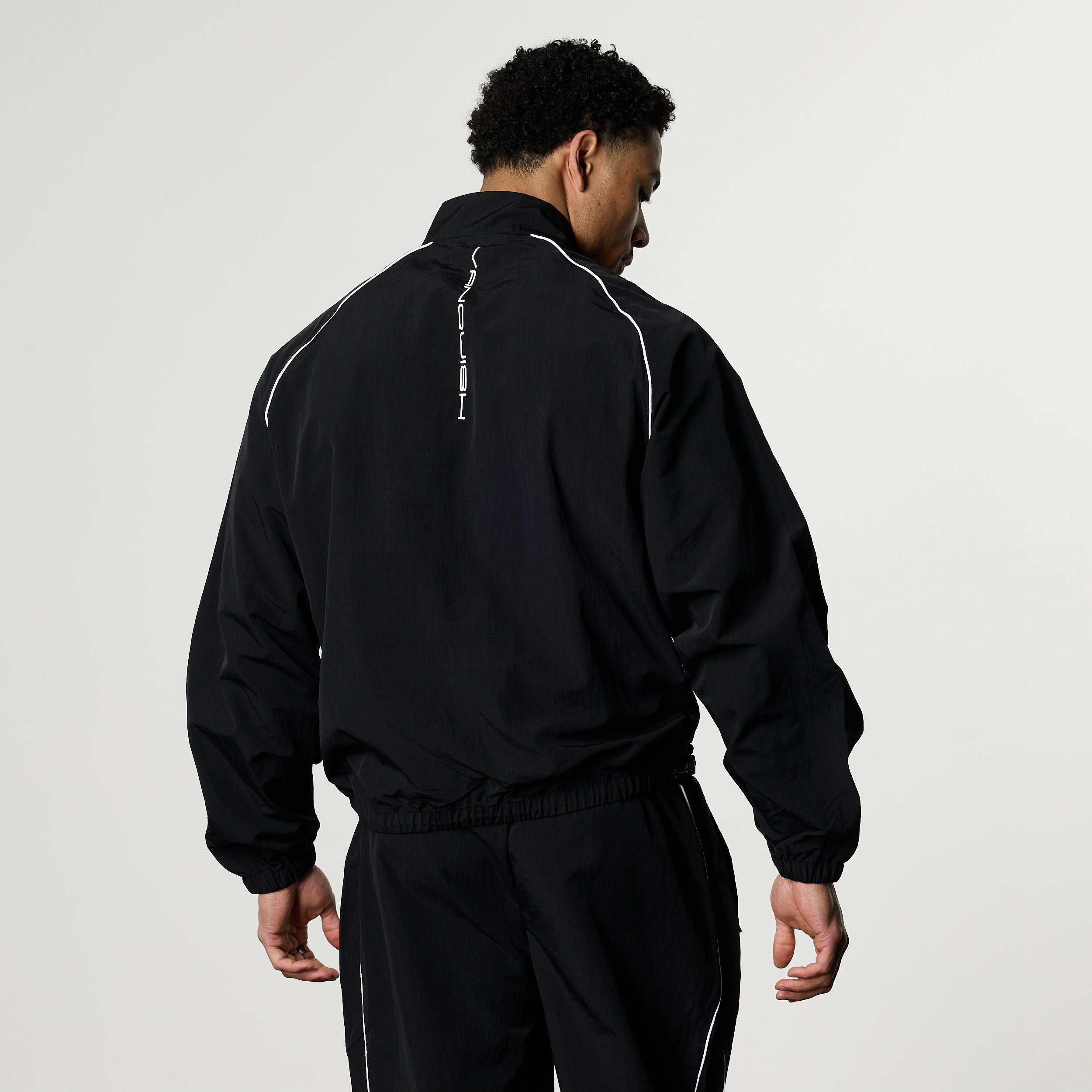 WOMENS NYLON BLACK TRACK JACKET