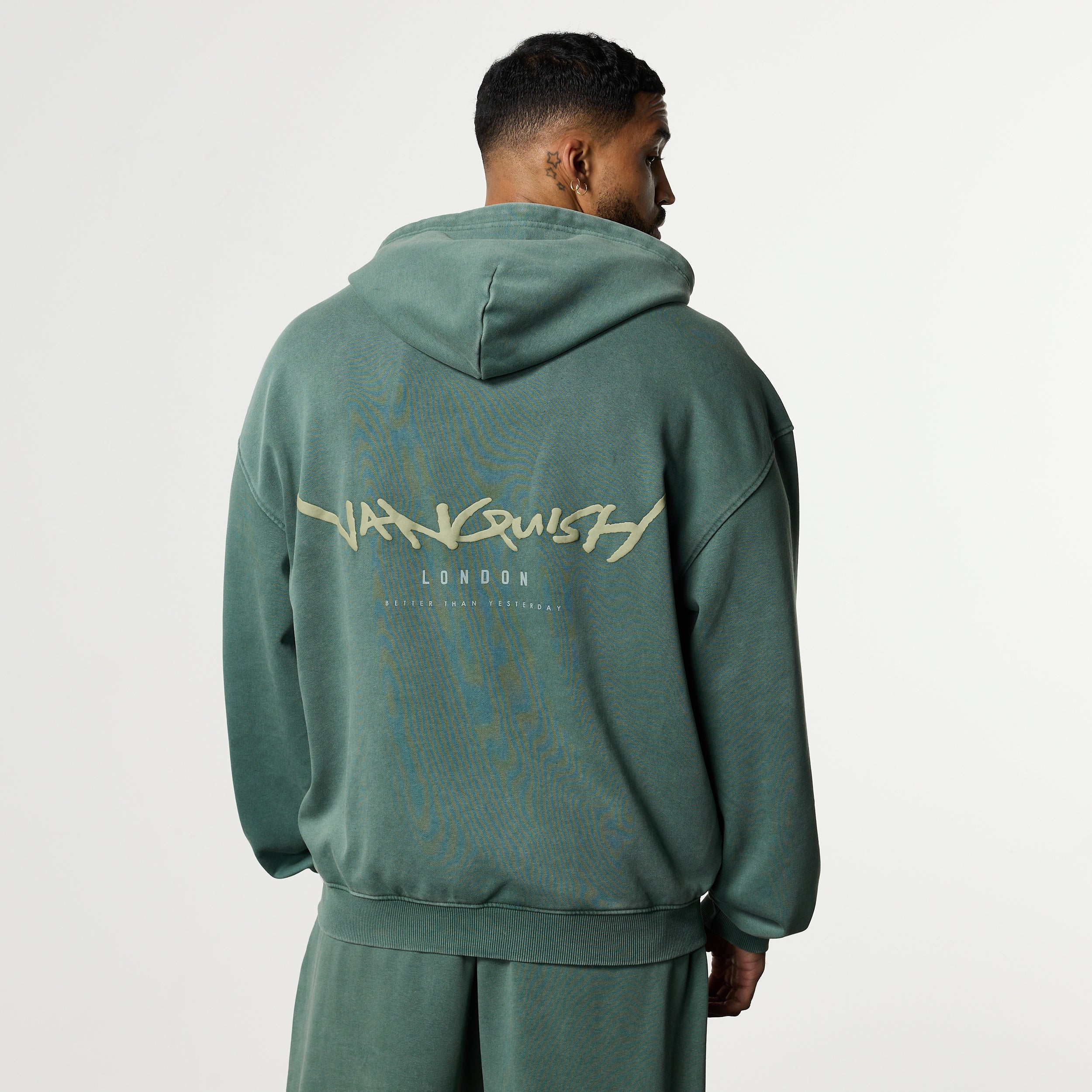 GRAFFITI WASHED SAGE ZIP HOODIE