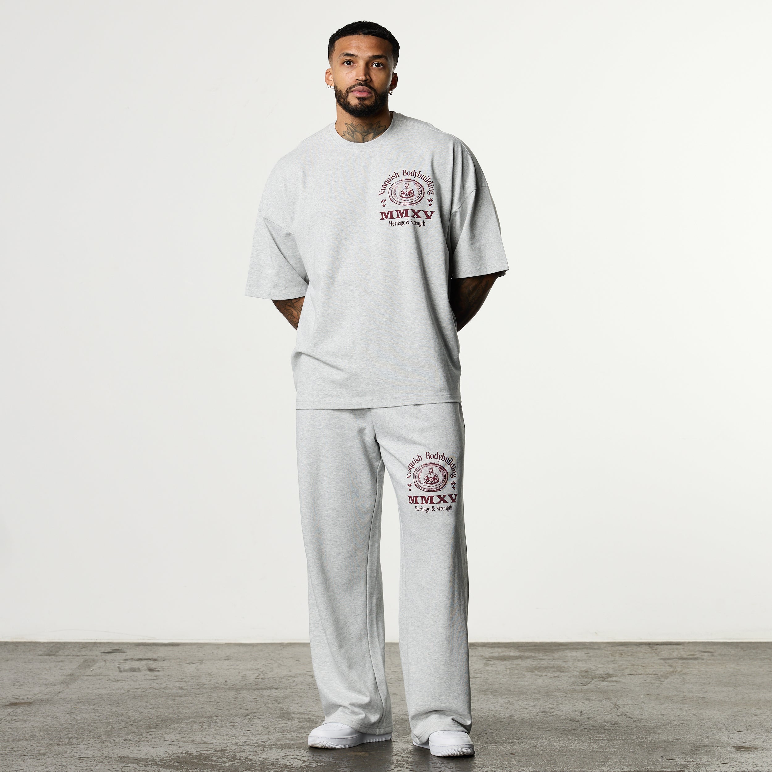 HERITAGE AND STRENGTH GREY BOXY OVERSIZED T SHIRT