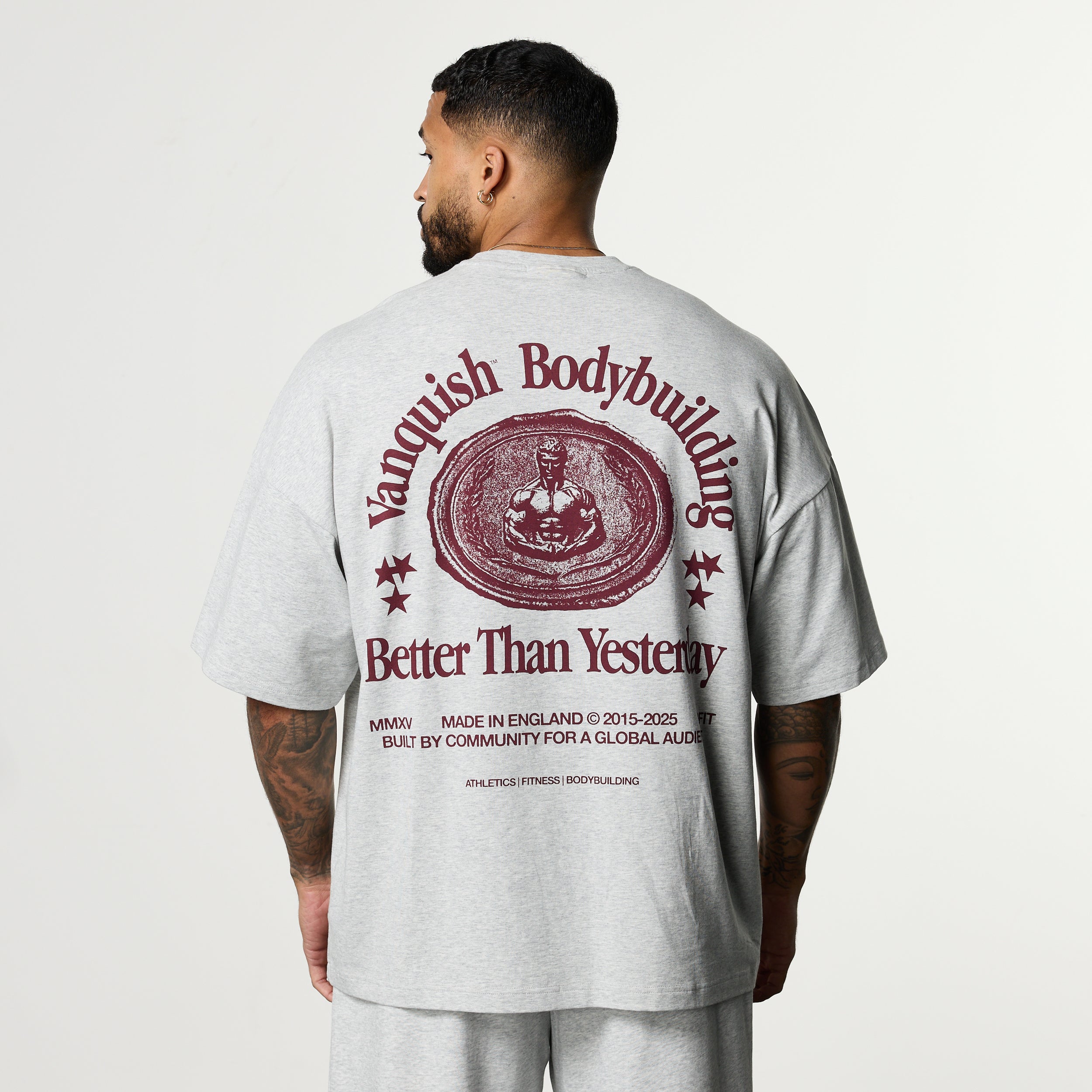 HERITAGE AND STRENGTH GREY BOXY OVERSIZED T SHIRT