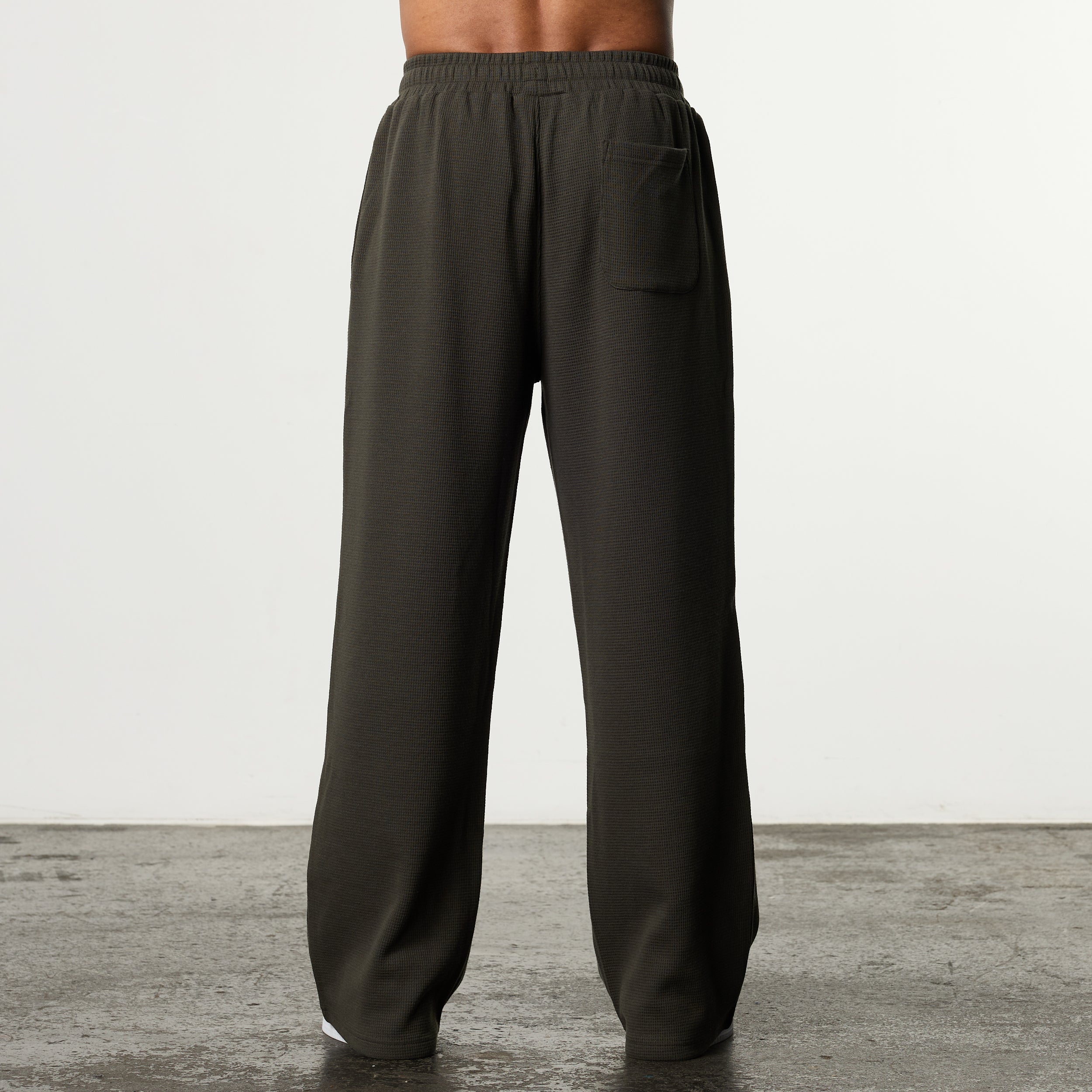 WAFFLE DARK KHAKI STRAIGHT LEG SWEATPANTS