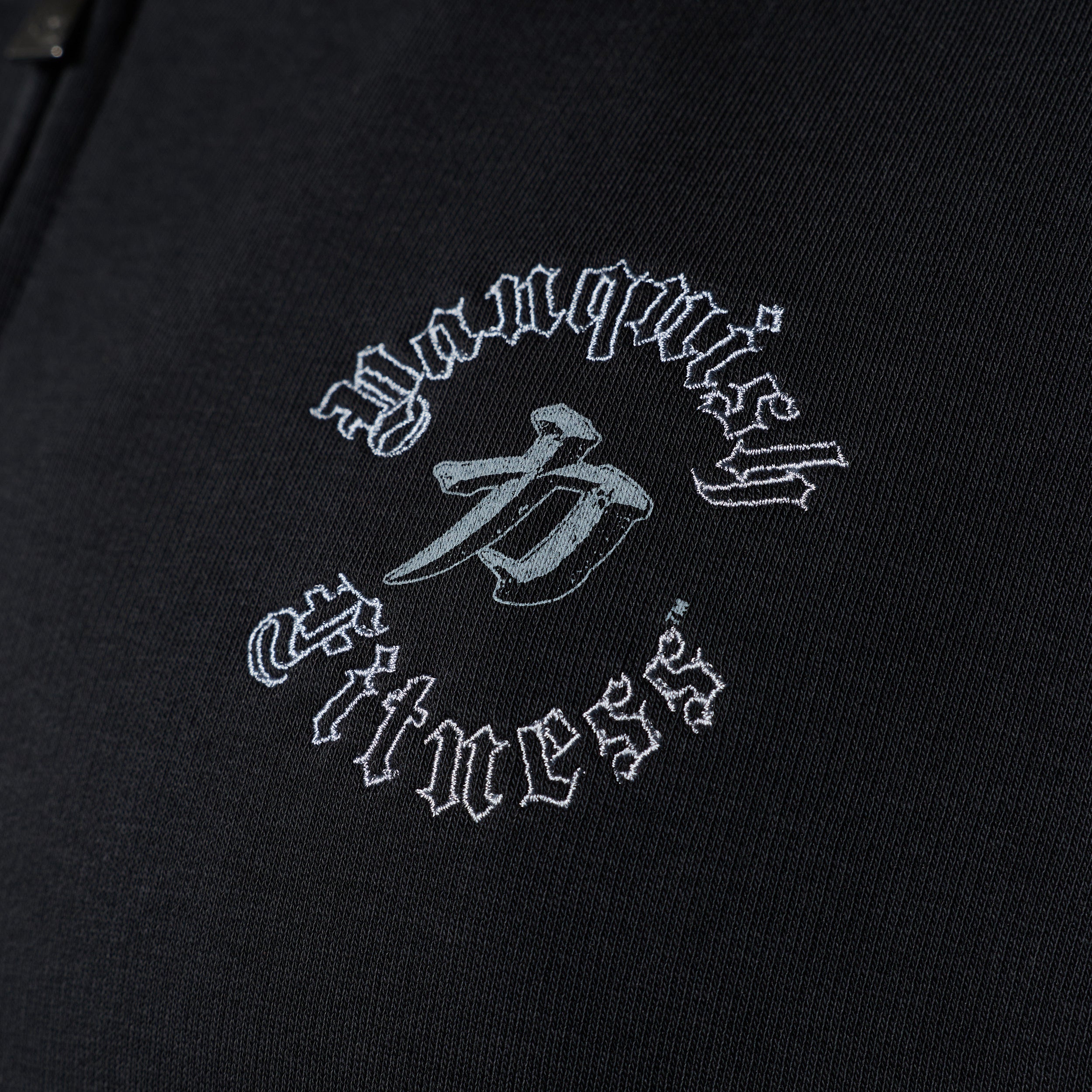 SHINTO GODS SCRIPT BLACK ZIP THROUGH HOODIE