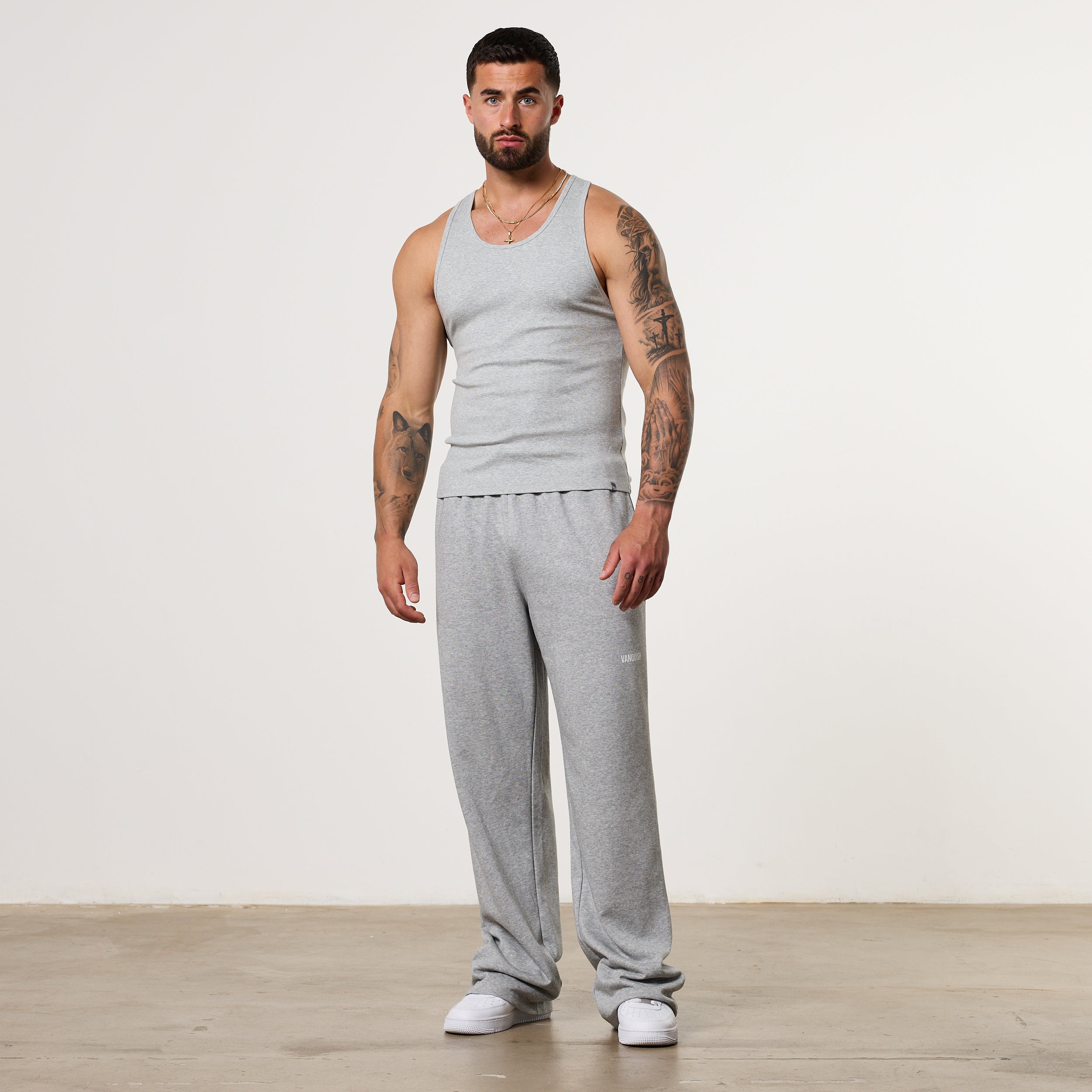 Vanquish Essential V2 Grey Melange Ribbed Tank