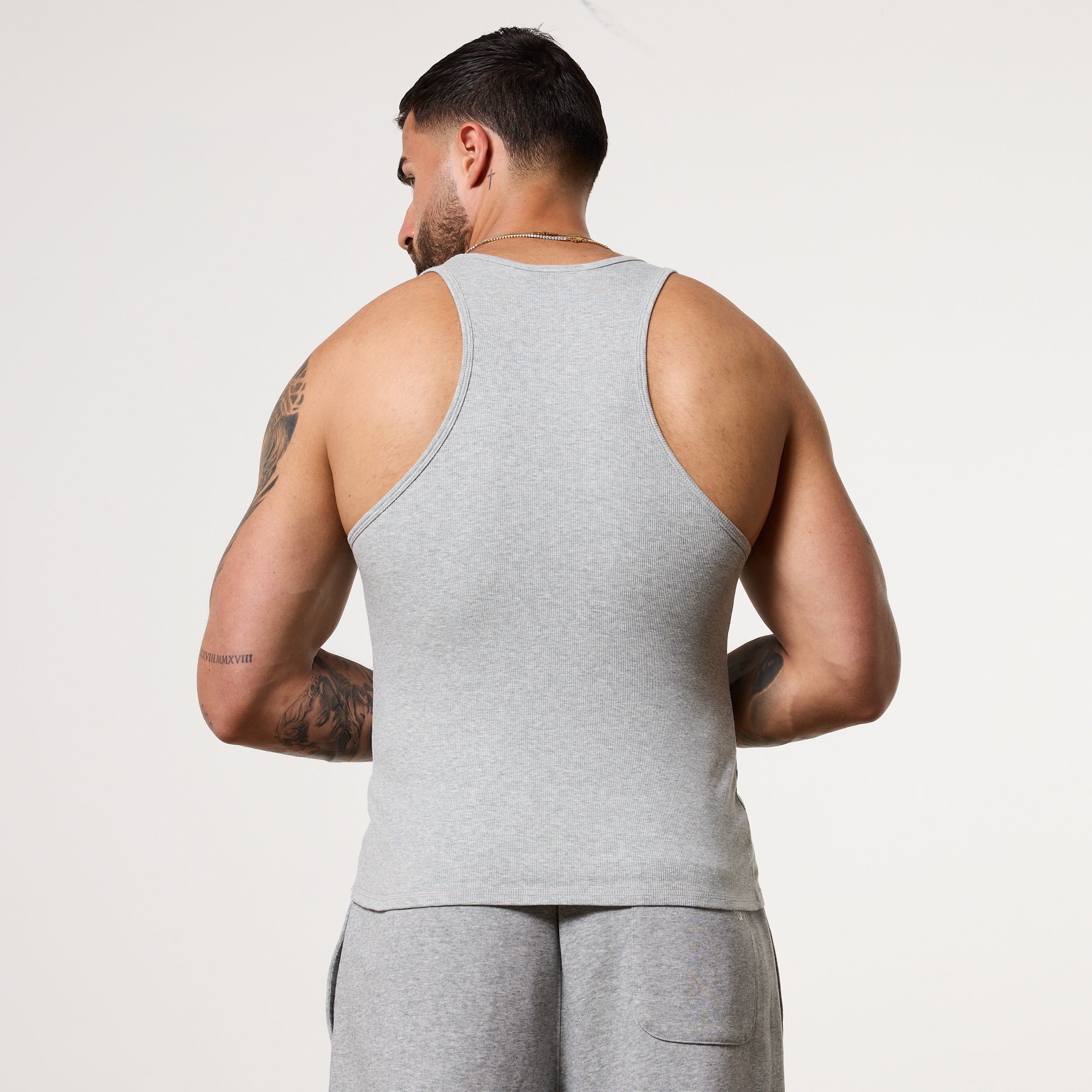 Vanquish Essential V2 Grey Melange Ribbed Tank