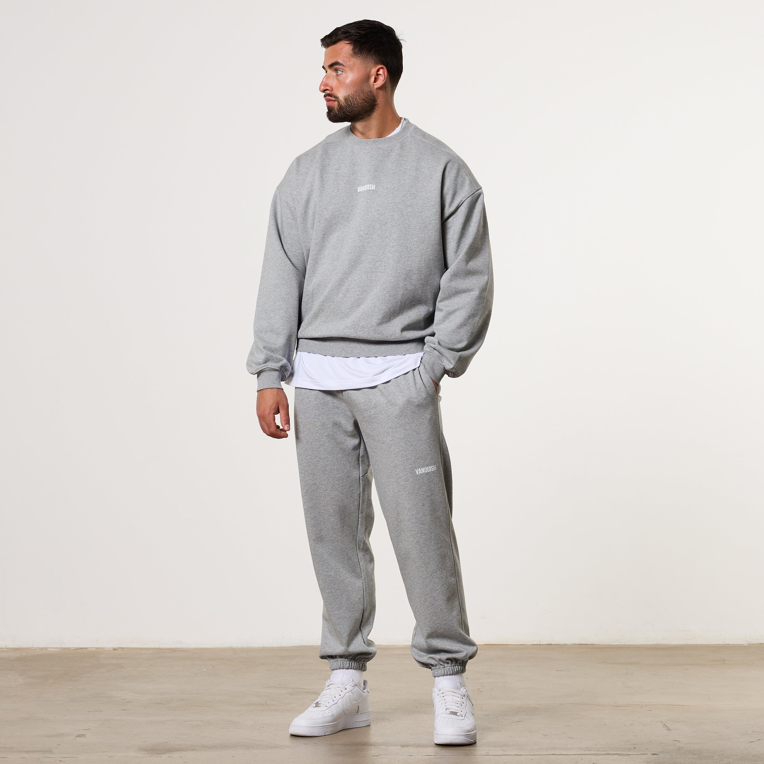 Vanquish Essential V2 Grey Melange Oversized Boxy Sweatshirt