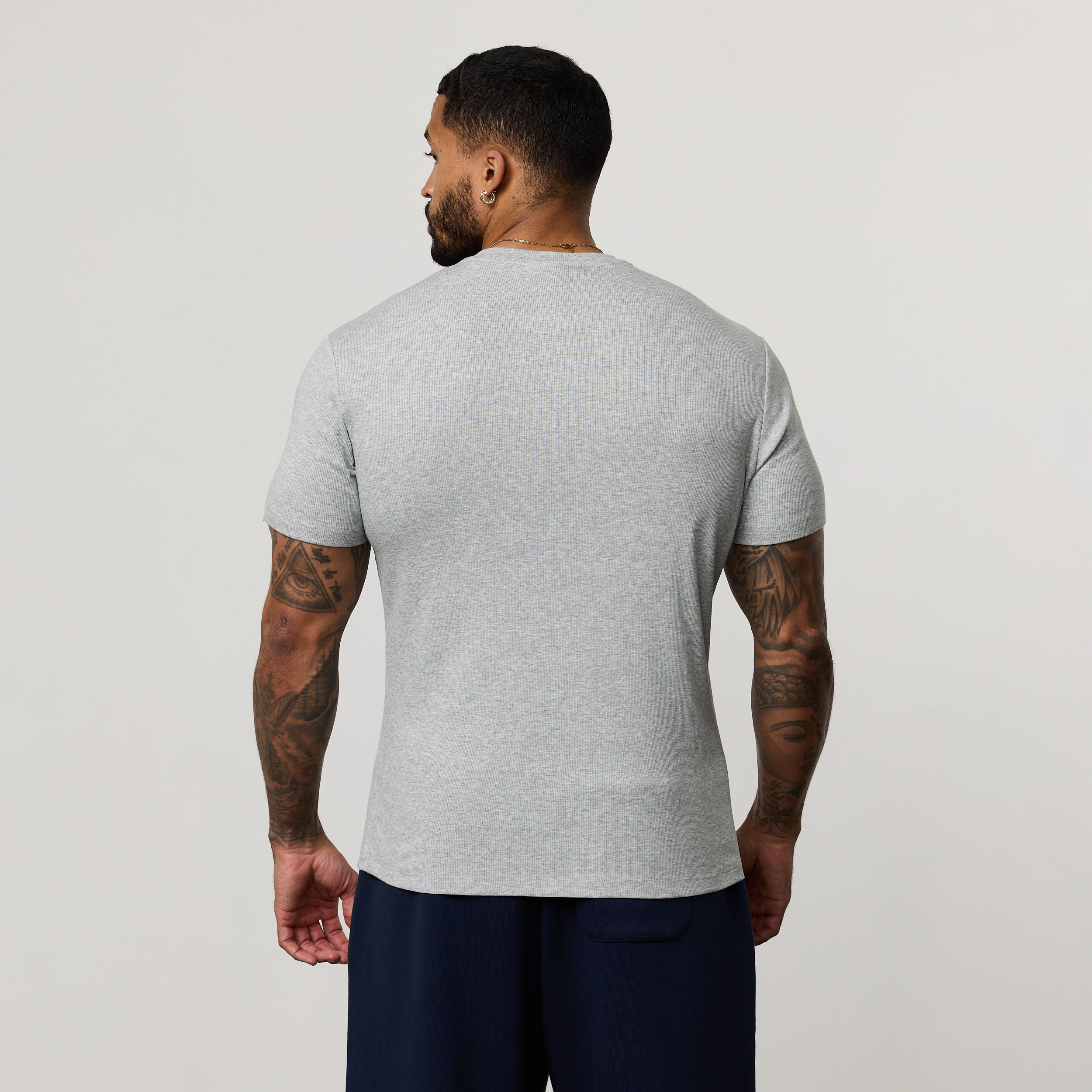 MONOGRAM RIB GREY MARL SLIM FIT T SHIRT