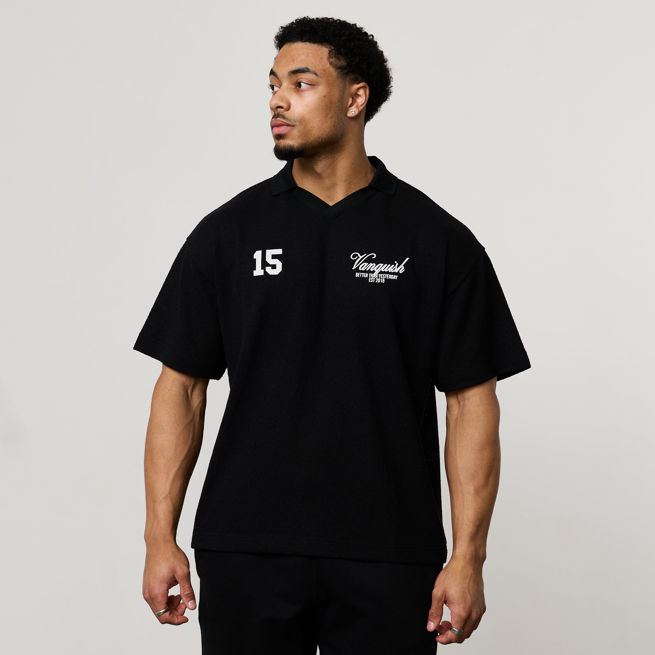Vanquish Black Textured Soccer Jersey