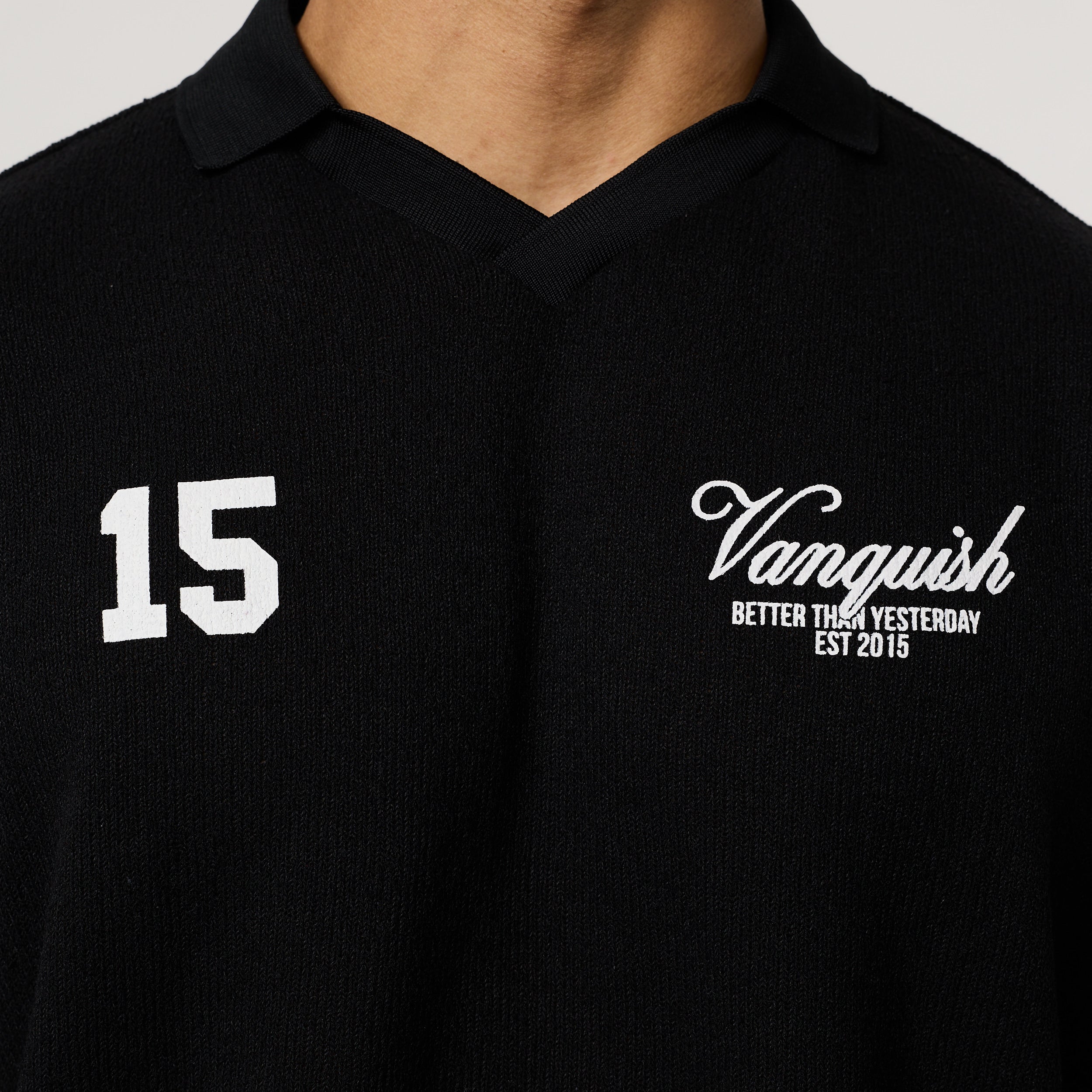 Vanquish Black Textured Soccer Jersey