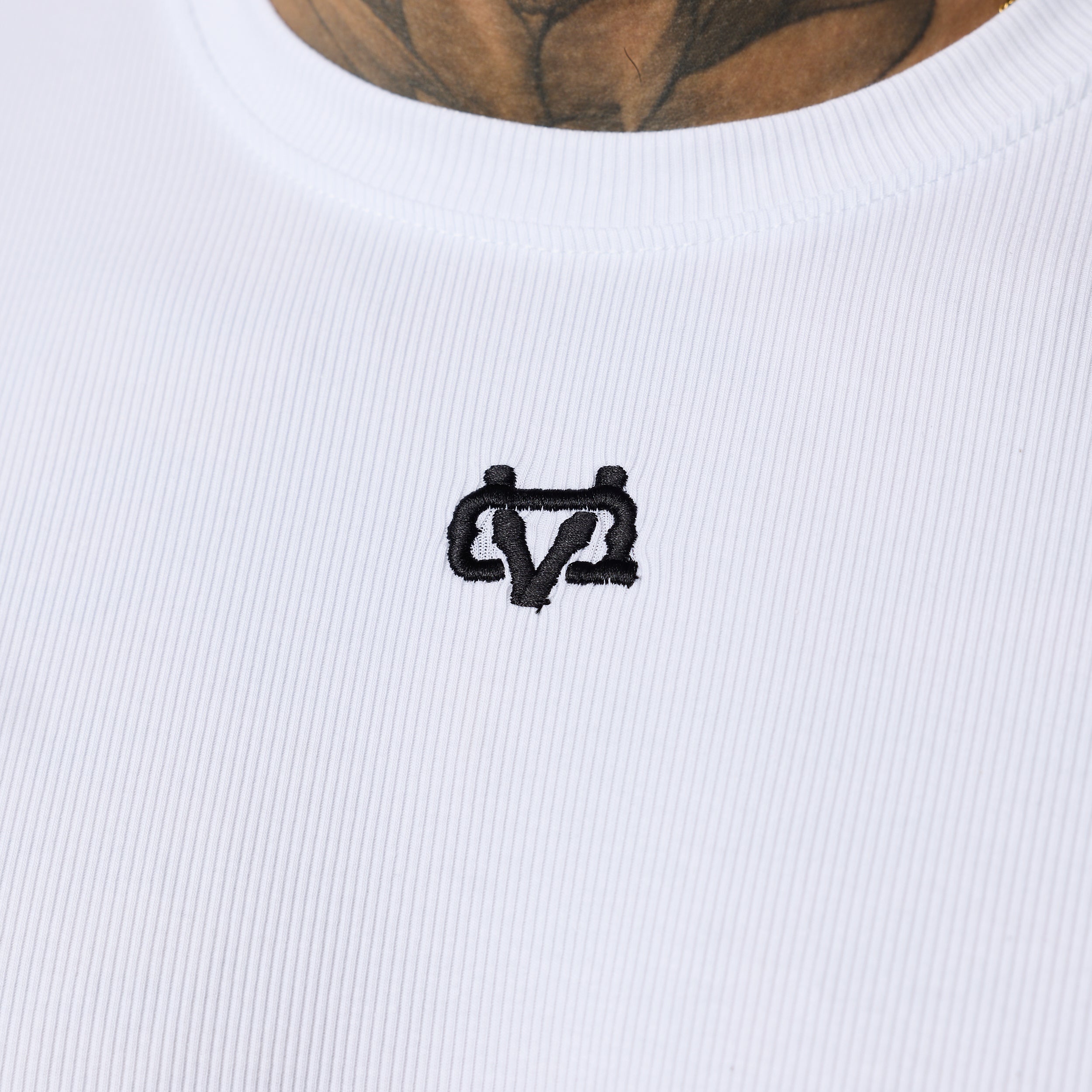 MONOGRAM RIB WHITE SLIM FIT LONG SLEEVE T SHIRT