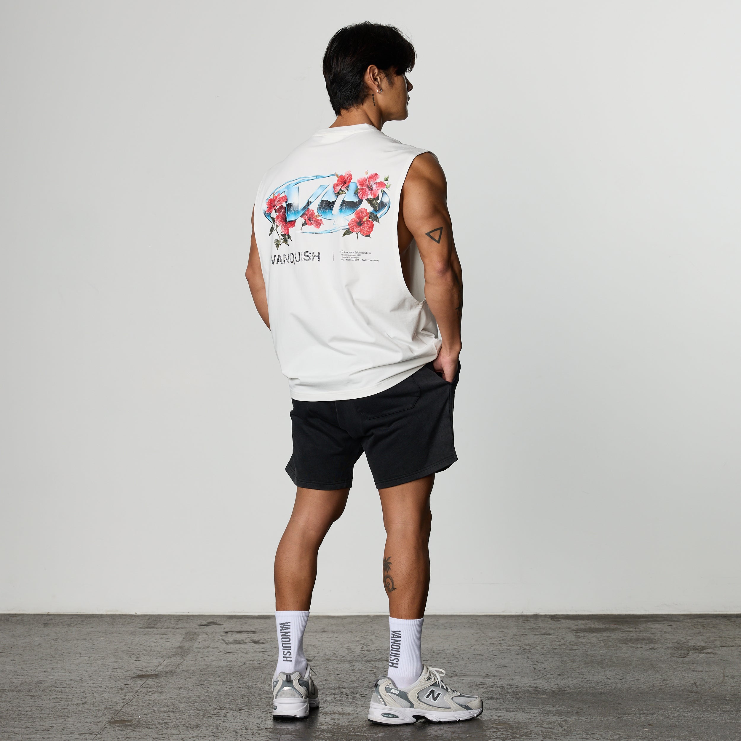 VQ x Shintaro Hibiscus White Boxy Sleeveless T-Shirt