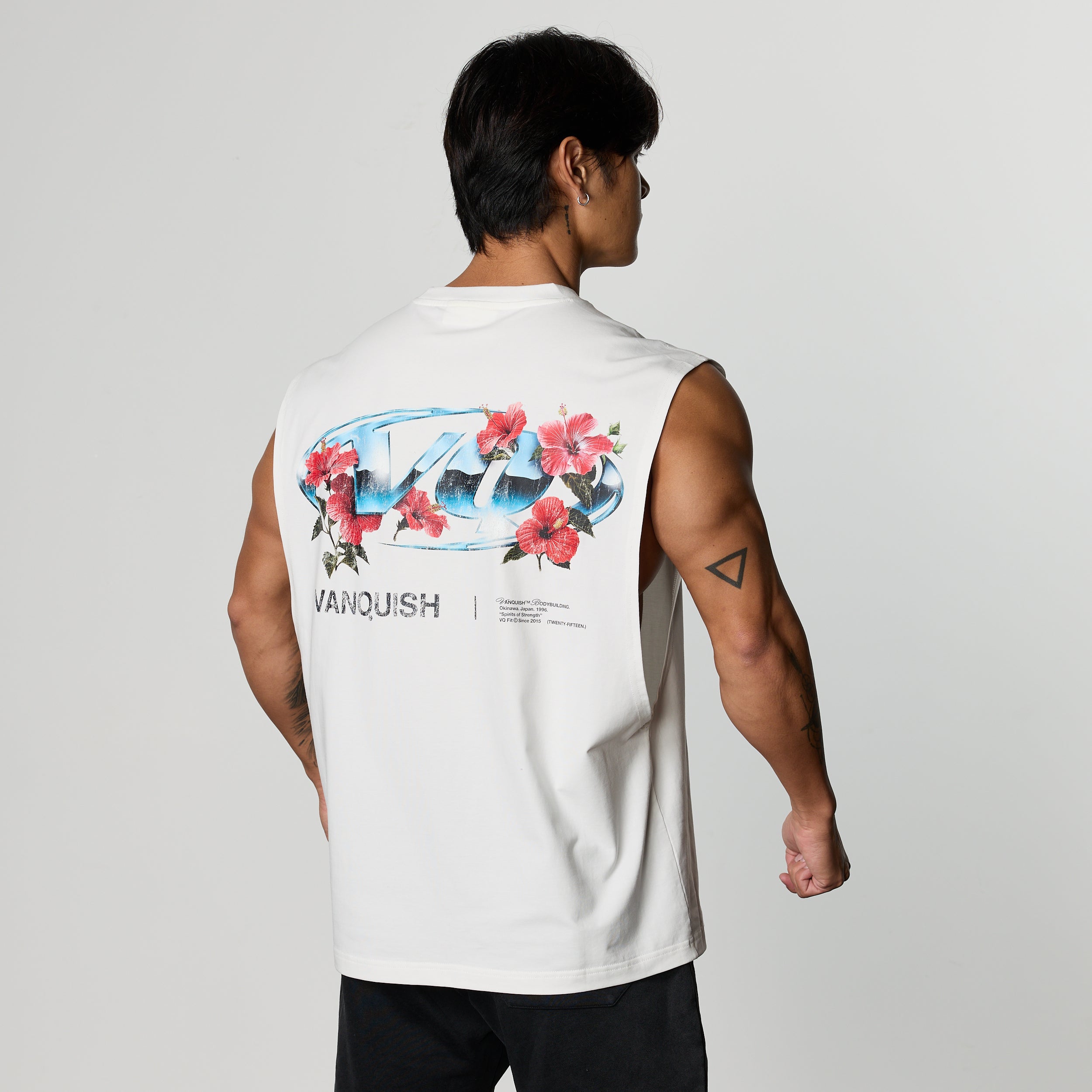 VQ x Shintaro Hibiscus White Boxy Sleeveless T-Shirt