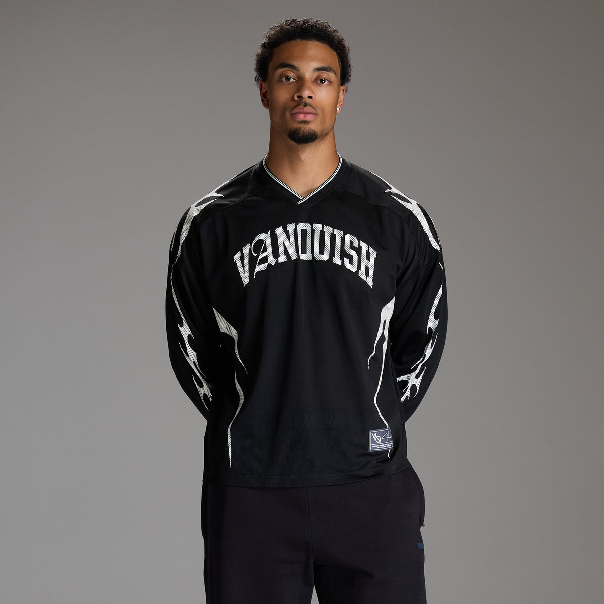 VARSITY TRIBAL BLACK OVERSIZED HOCKEY T SHIRT