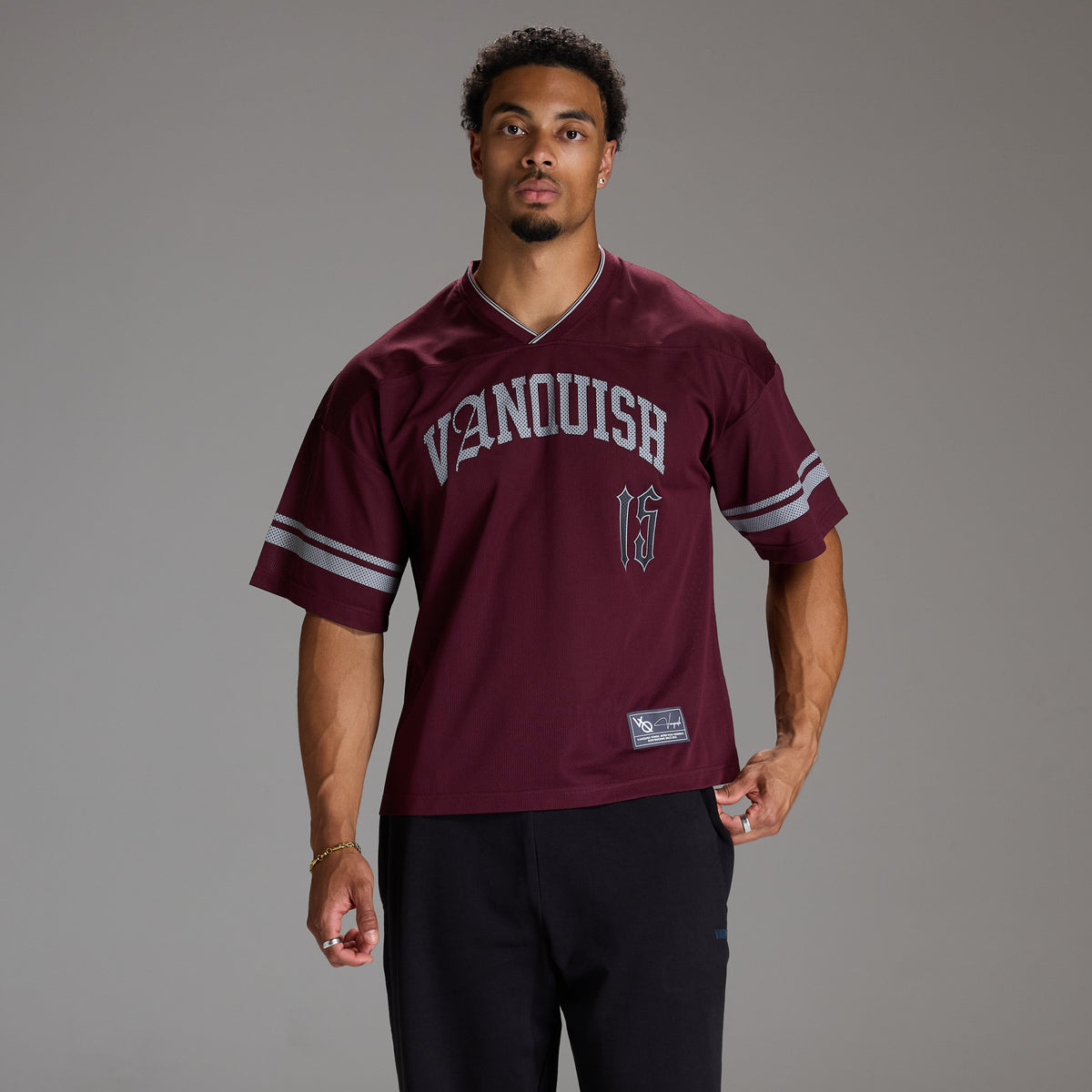 VARSITY DARK RED OVERSIZED FOOTBALL T SHIRT