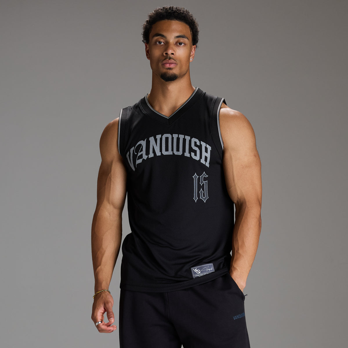 VARSITY BLACK OVERSIZED BASKETBALL TANK