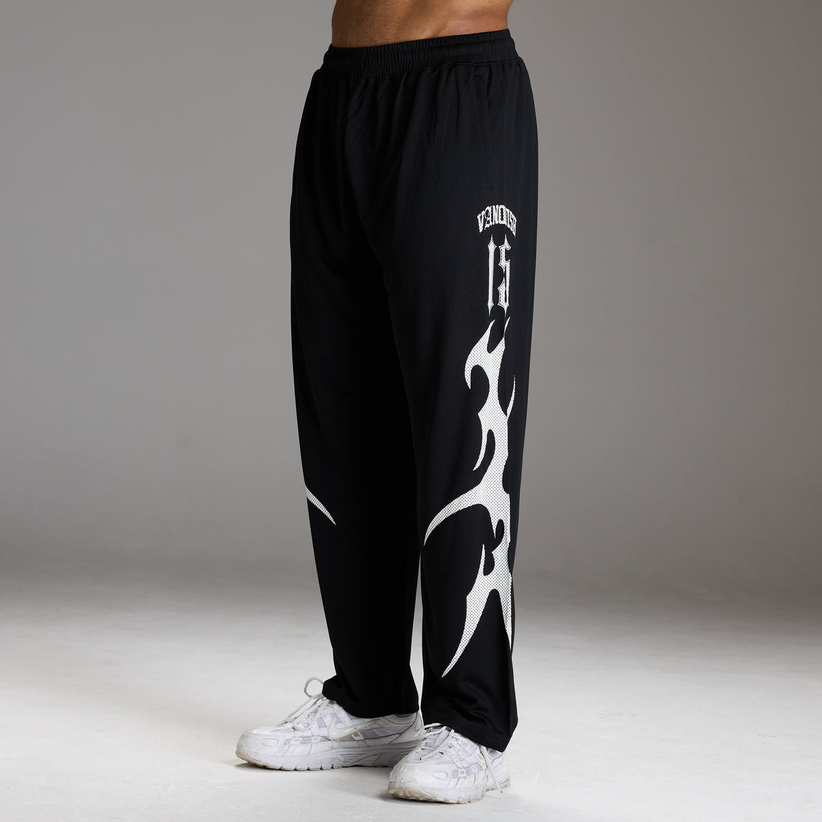 VARSITY TRIBAL BLACK STRAIGHT LEG PANTS