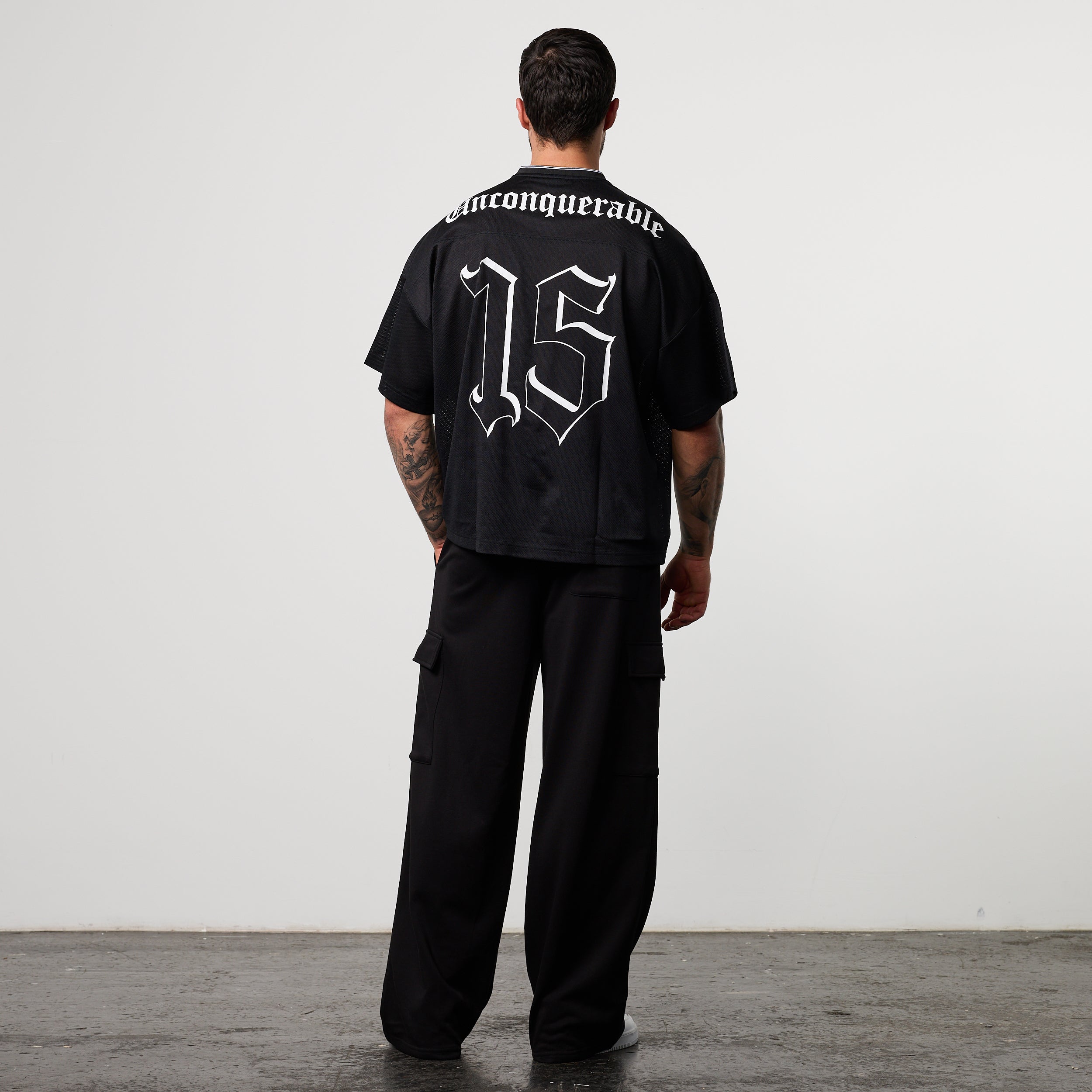 Varsity Black Oversized Boxy Football Jersey