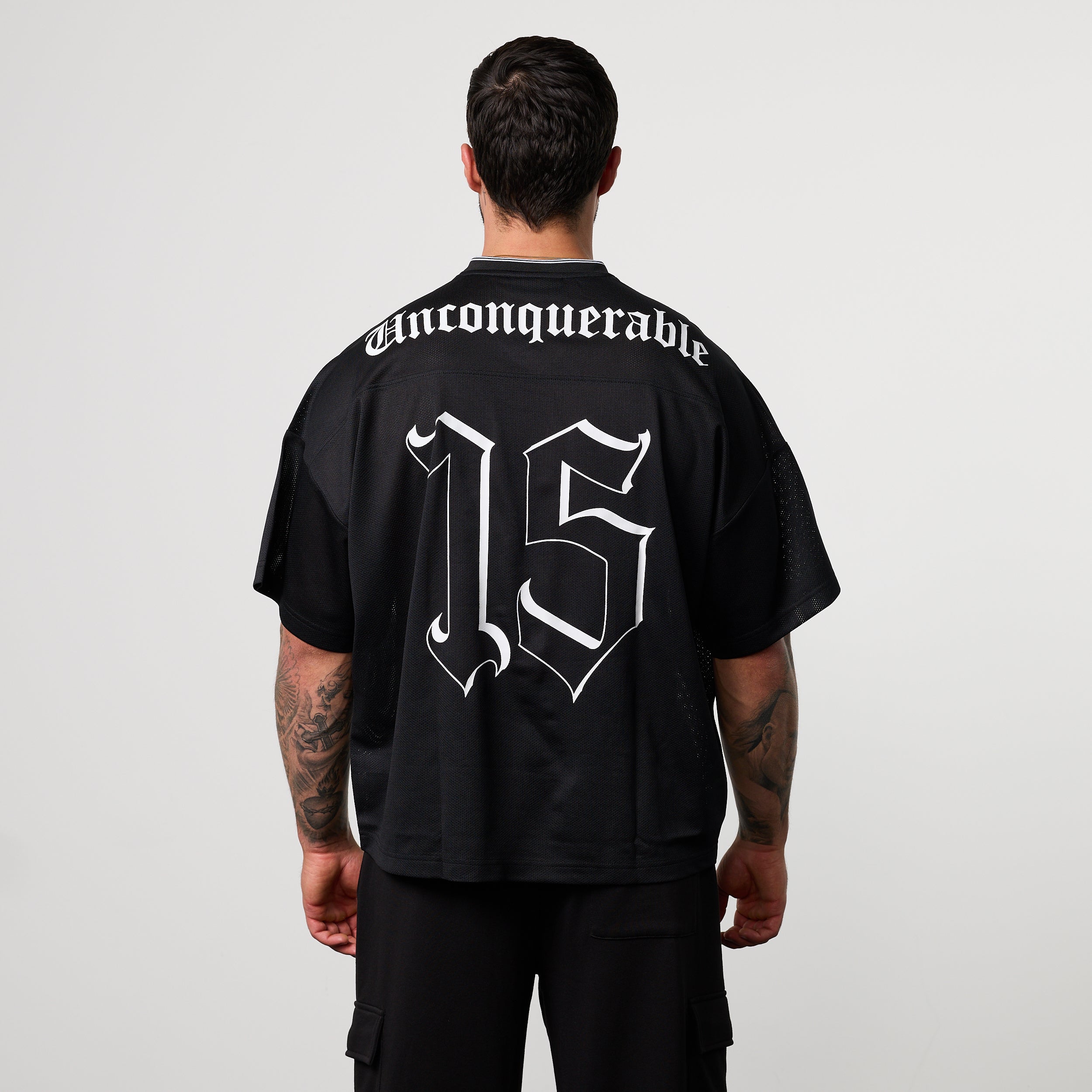 Varsity Black Oversized Boxy Football Jersey
