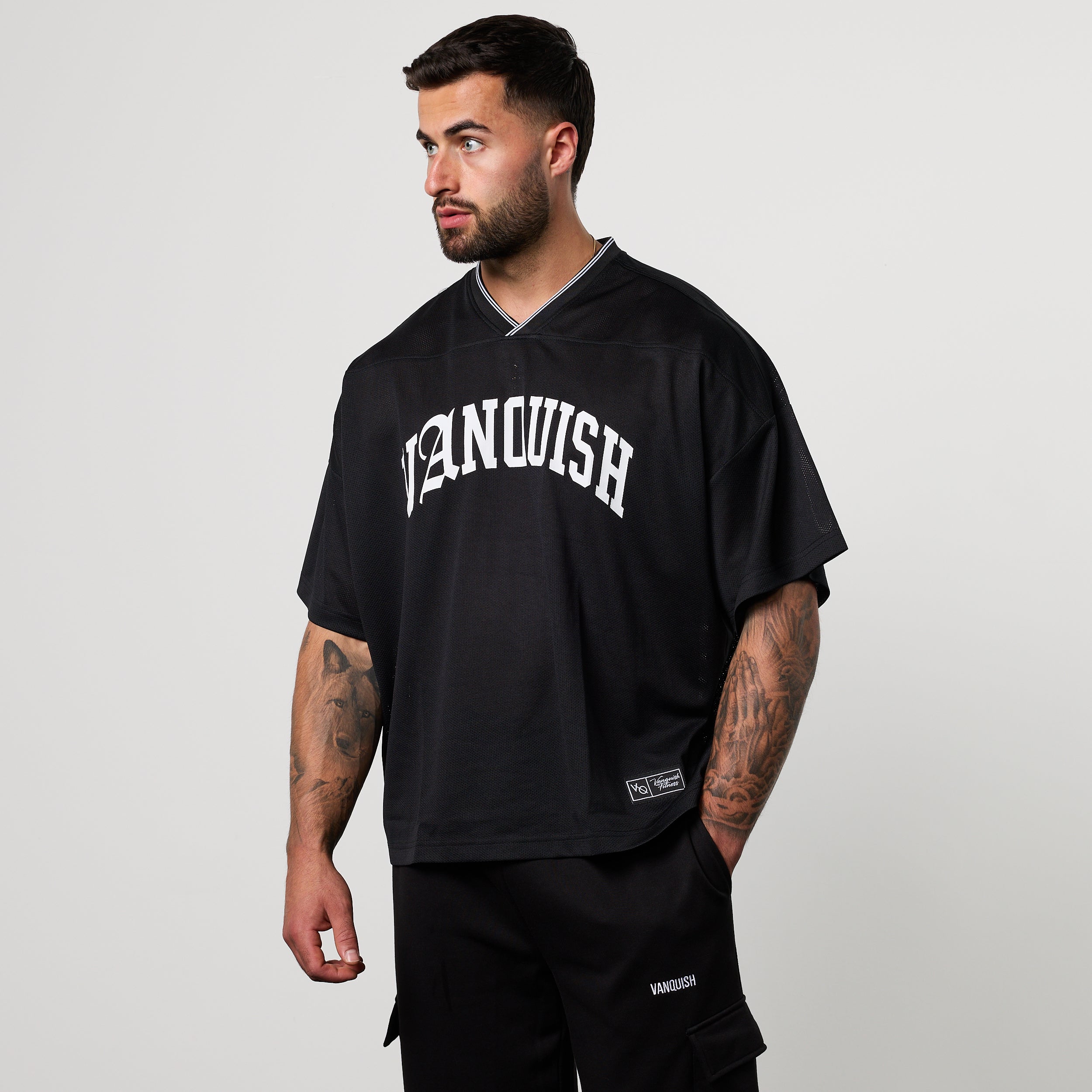 Varsity Black Oversized Boxy Football Jersey