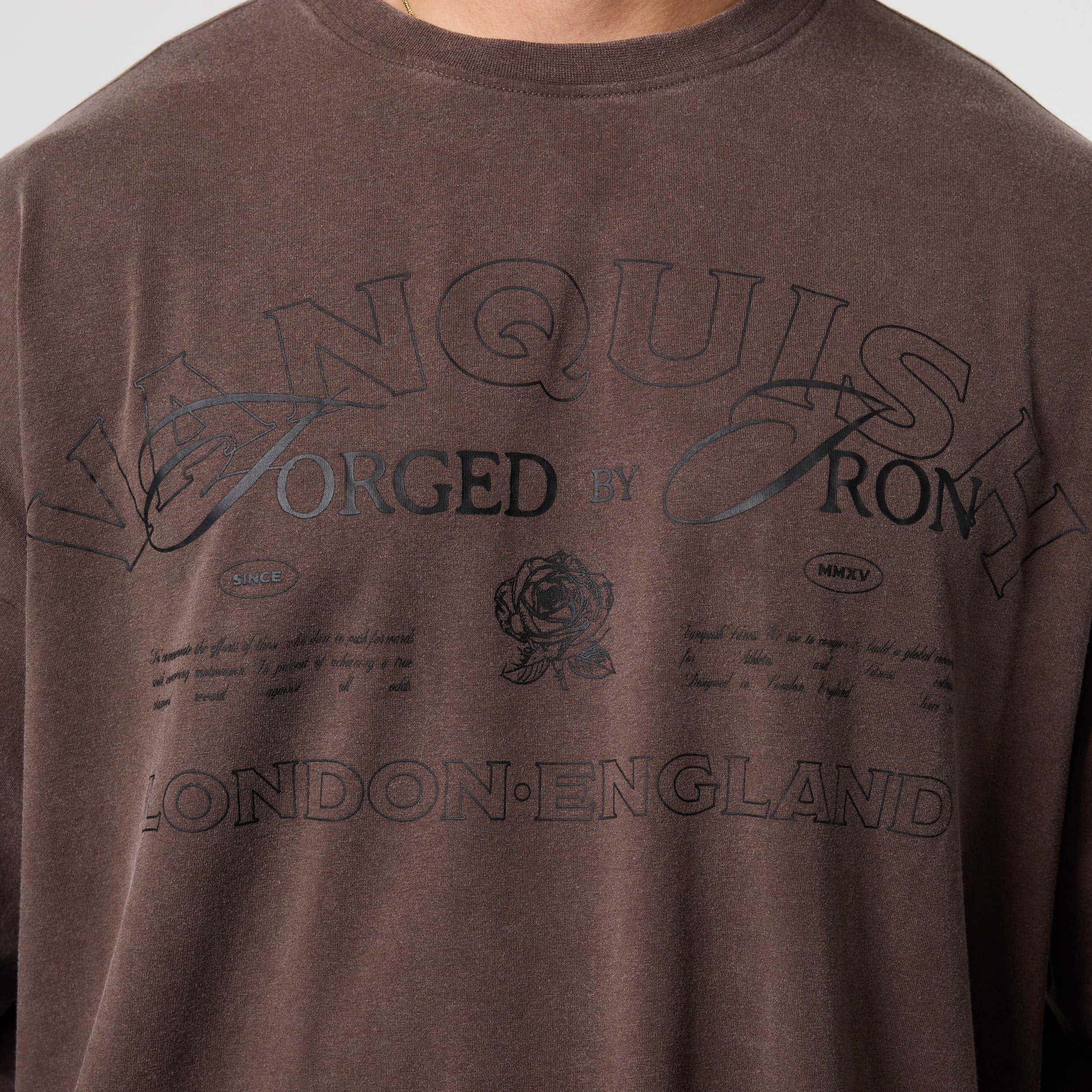 BLACK FORGE WASHED BROWN OVERSIZED LONG SLEEVE T SHIRT
