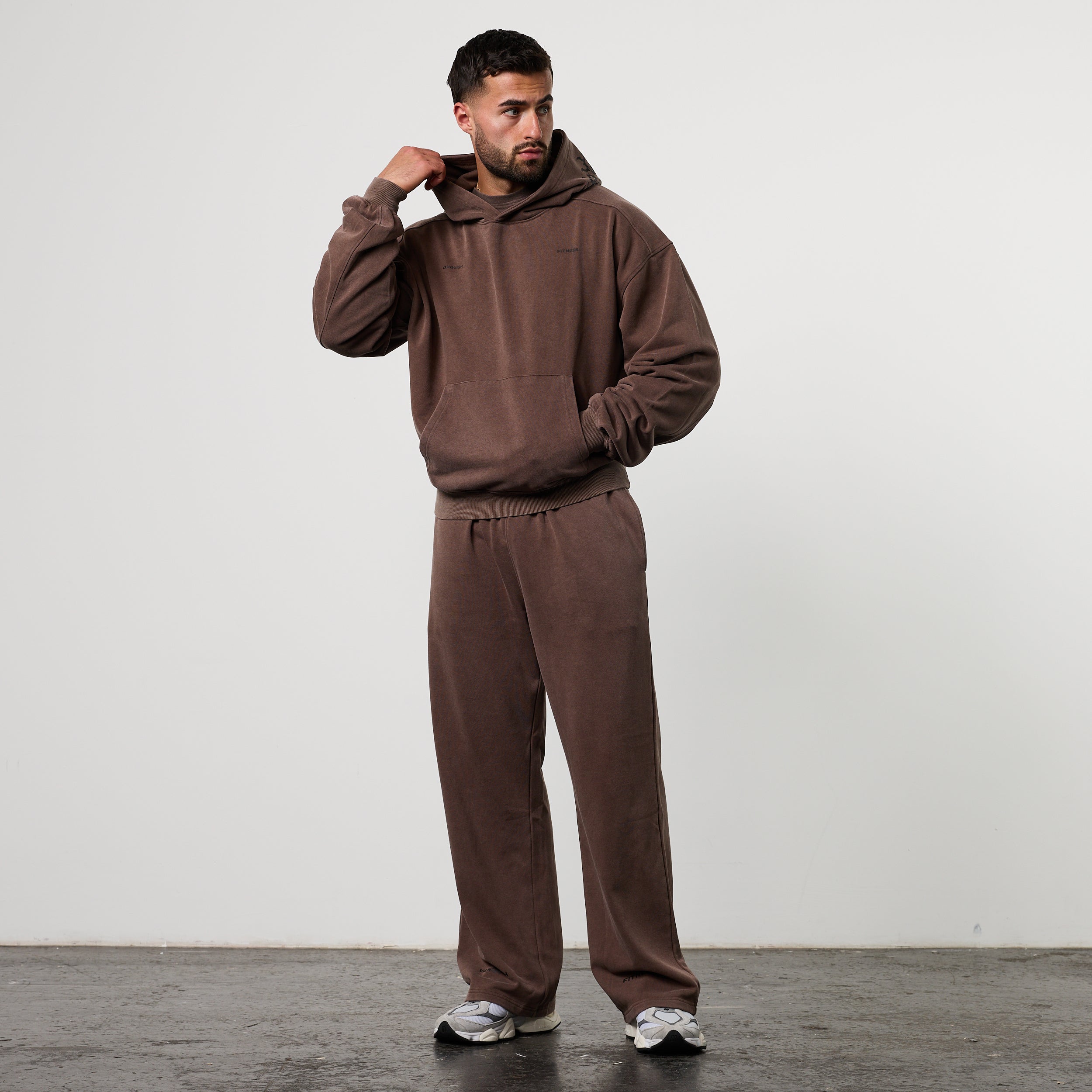 BLACK FORGE WASHED BROWN BOXY OVERSIZED HOODIE