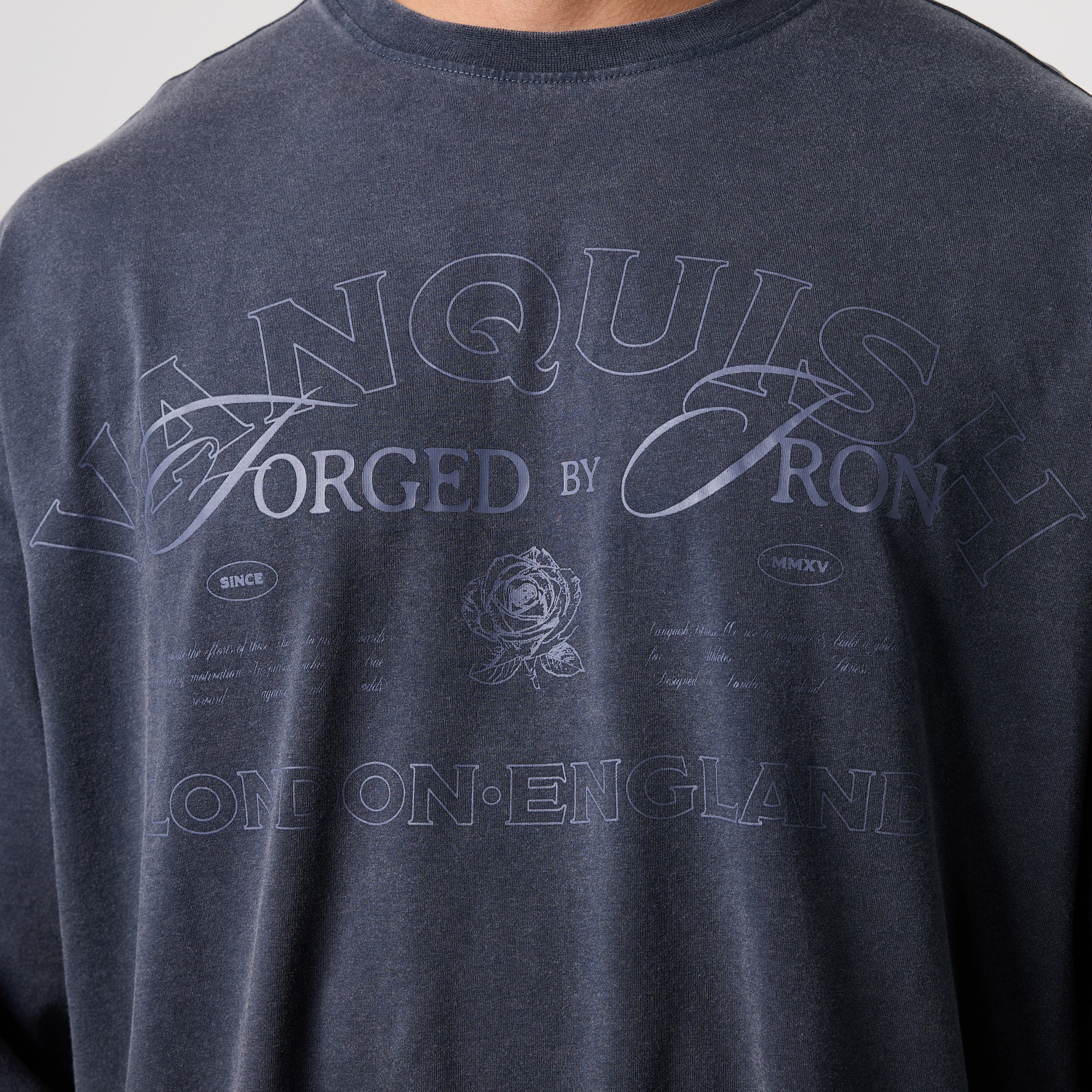 BLACK FORGE WASHED NAVY OVERSIZED LONG SLEEVE T SHIRT