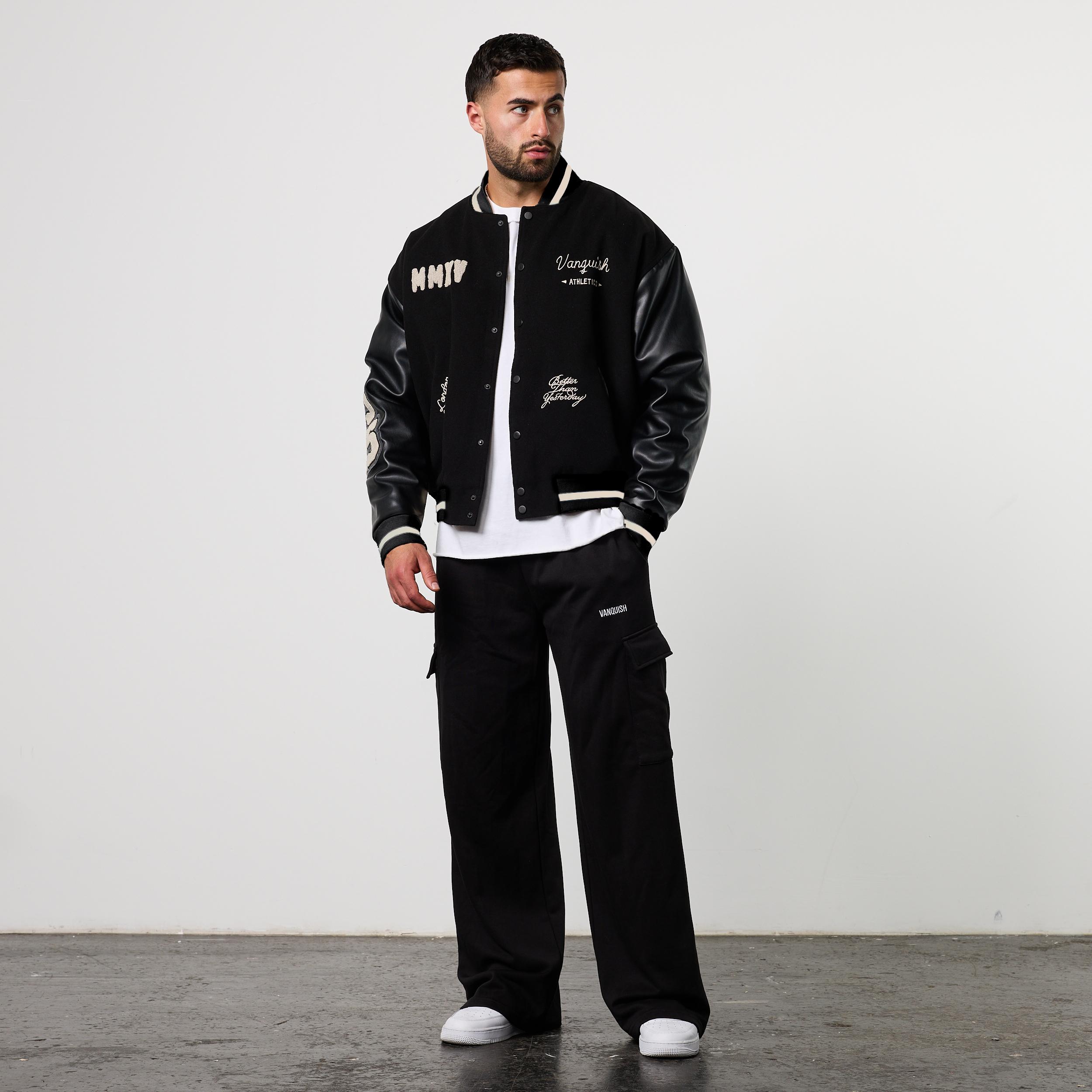 VANQUISH CHAMPION BLACK VARSITY JACKET