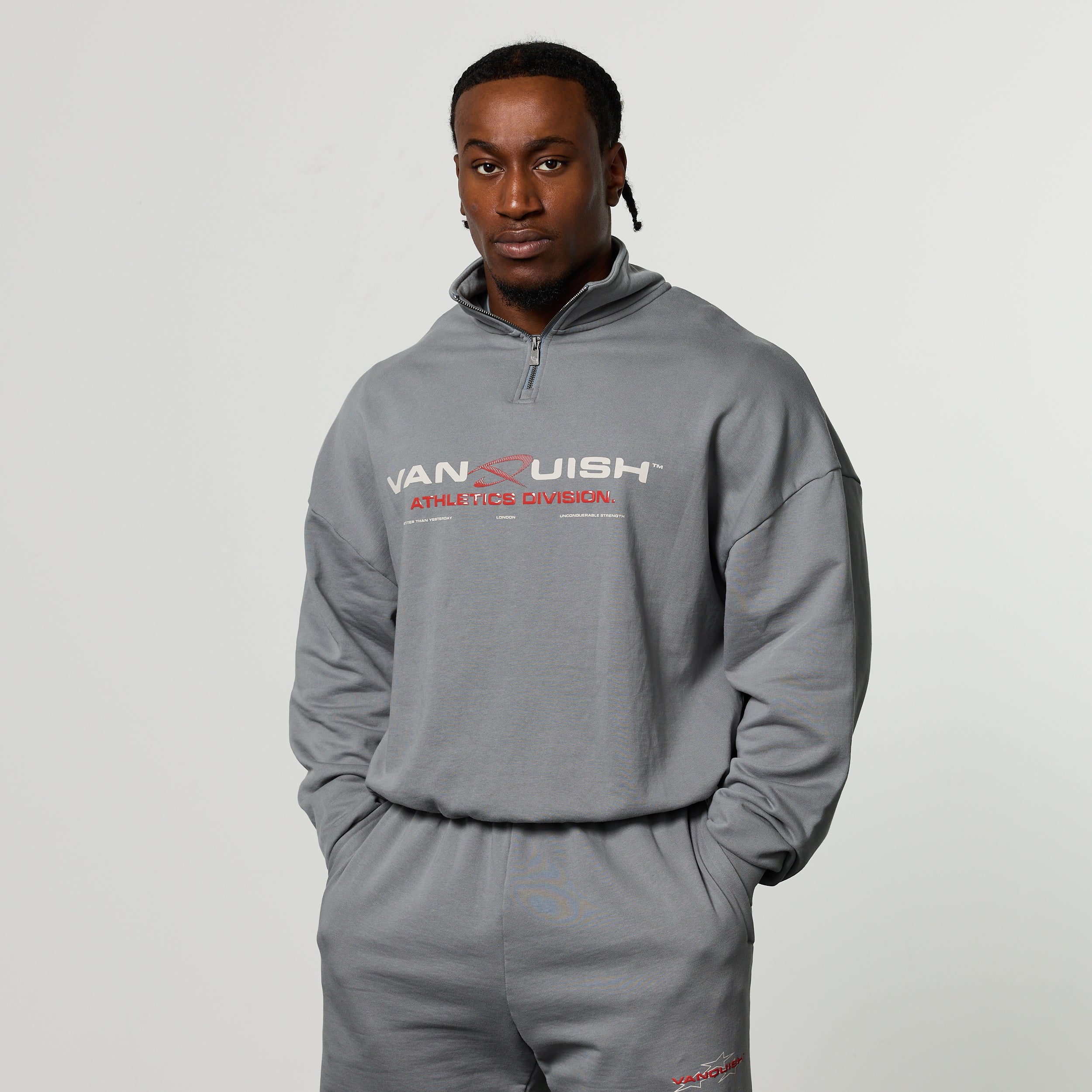 QUICKSTRIKE SLATE OVERSIZED 1/4 ZIP SWEATER