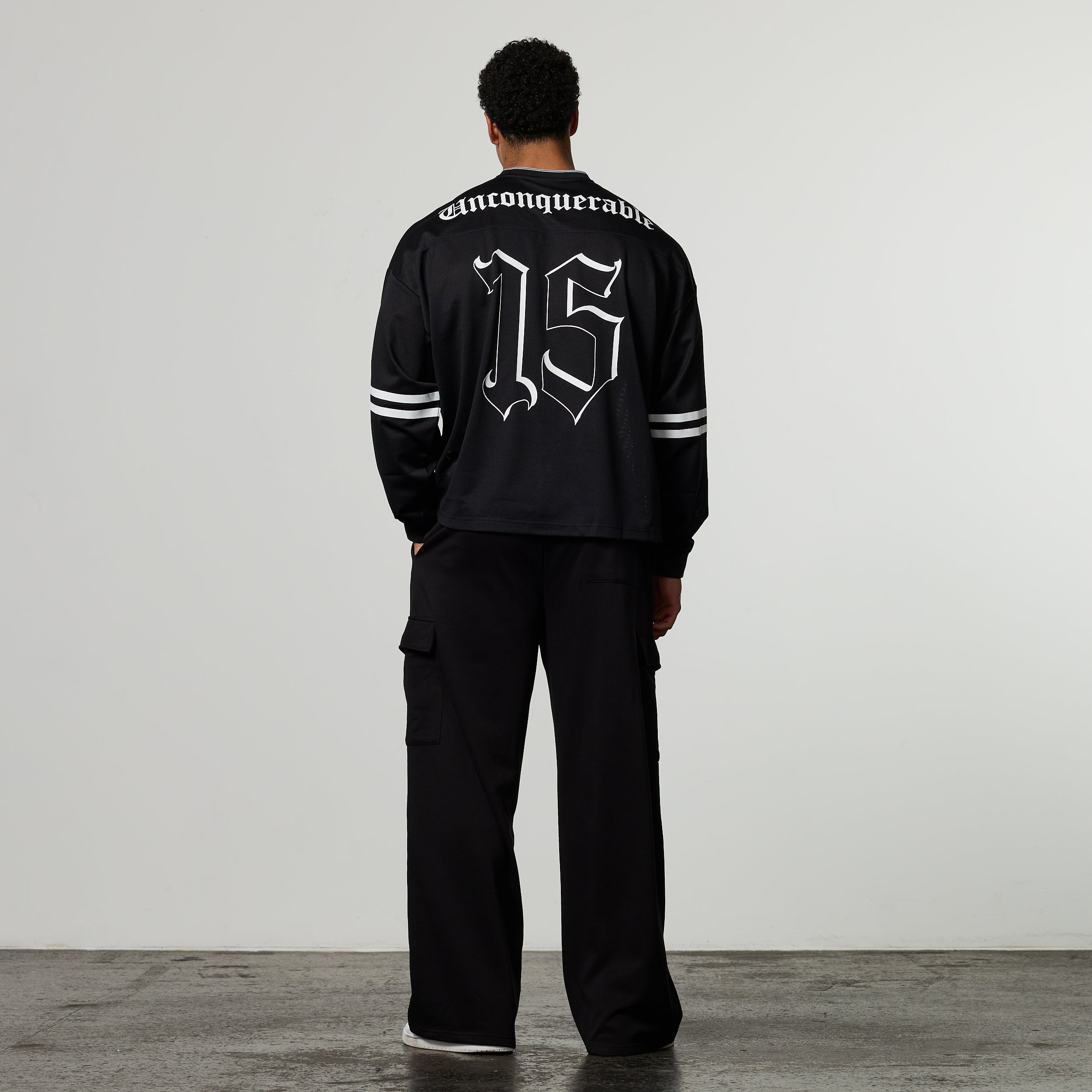 Varsity Black Oversized Boxy Hockey Jersey