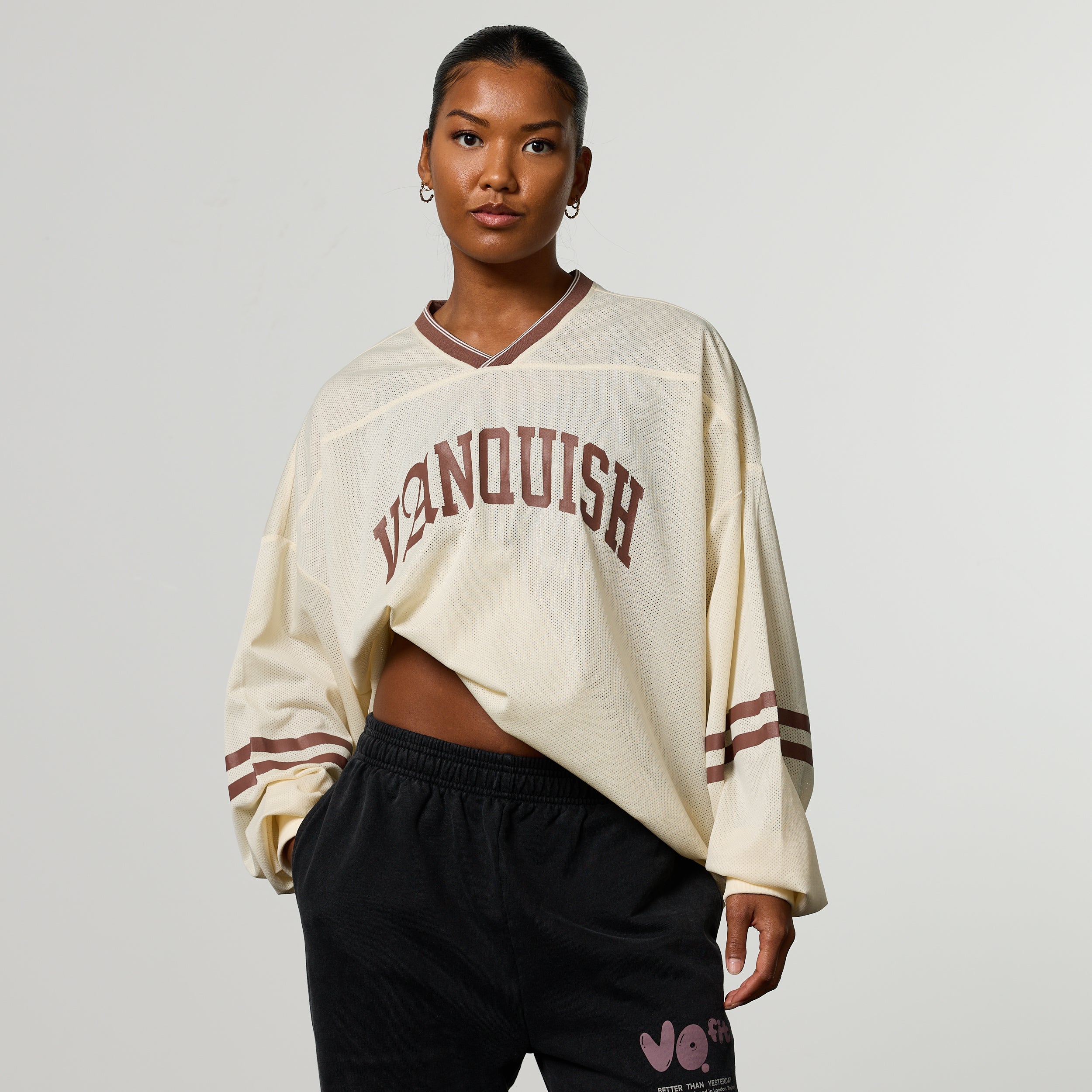 Varsity Off White Oversized Boxy Hockey Jersey
