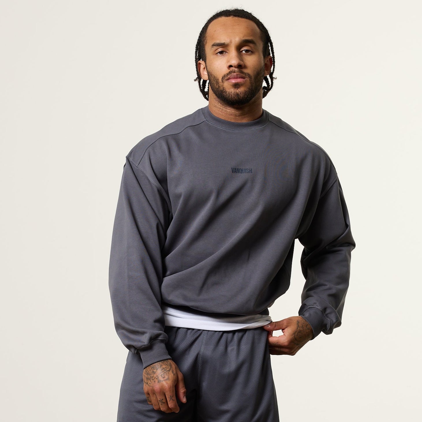 Vanquish Essential V2 Denim Blue Oversized Boxy Sweatshirt